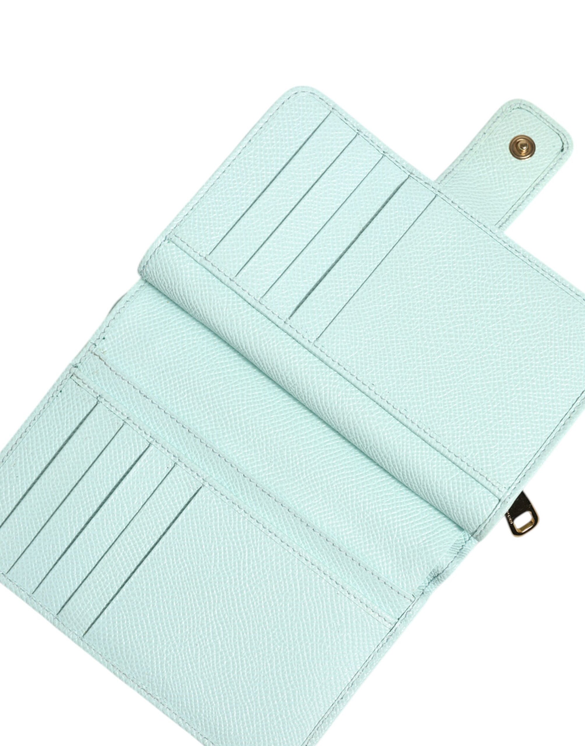 Dolce & Gabbana Mint Green Leather Bifold Continental Clutch Wallet