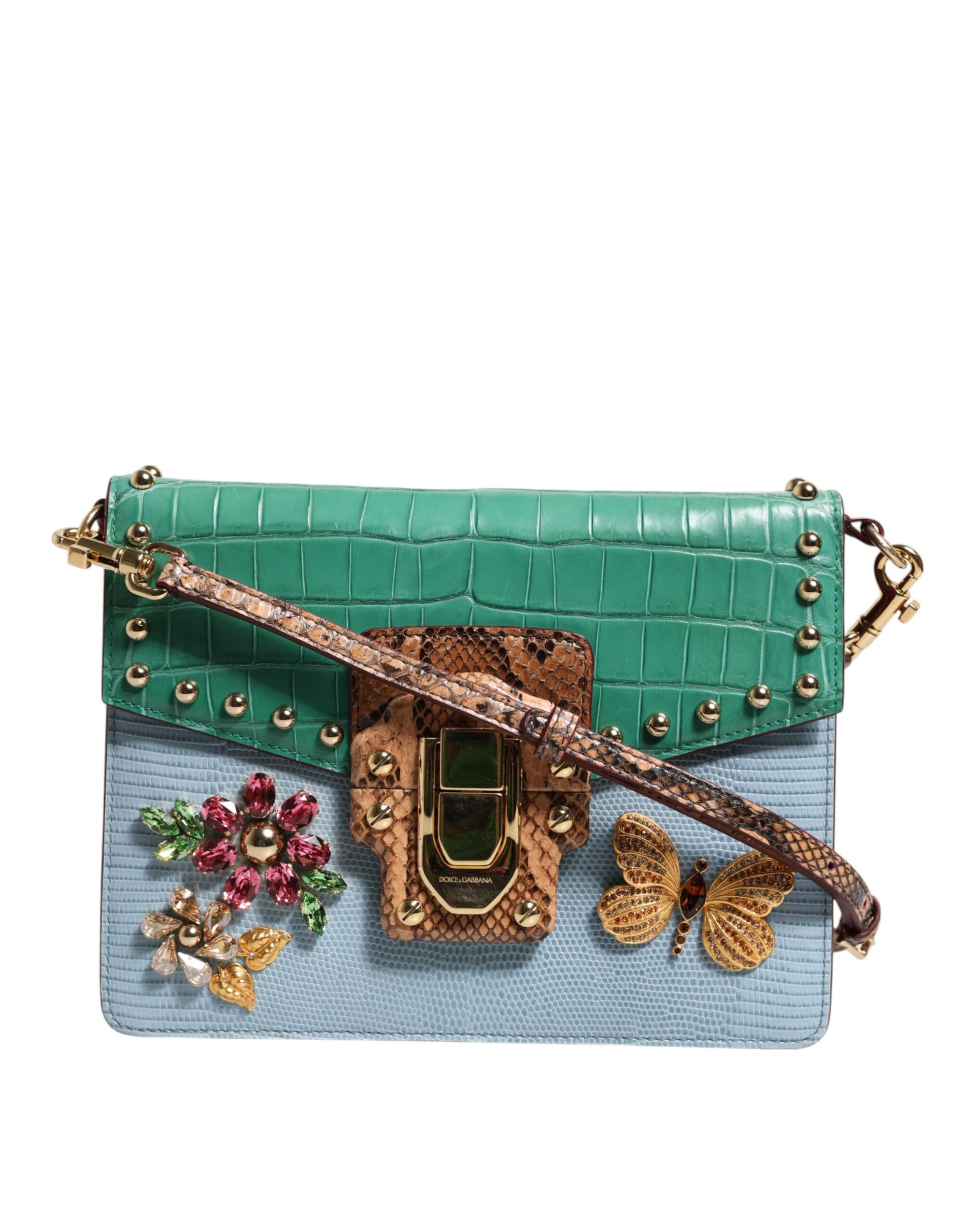 Dolce & Gabbana Blue Green LUCIA Embellished Crossbody Bag