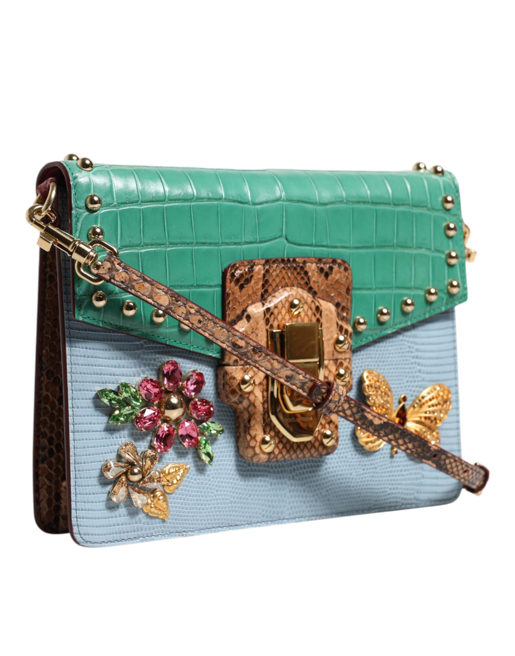 Dolce & Gabbana Blue Green LUCIA Embellished Crossbody Bag