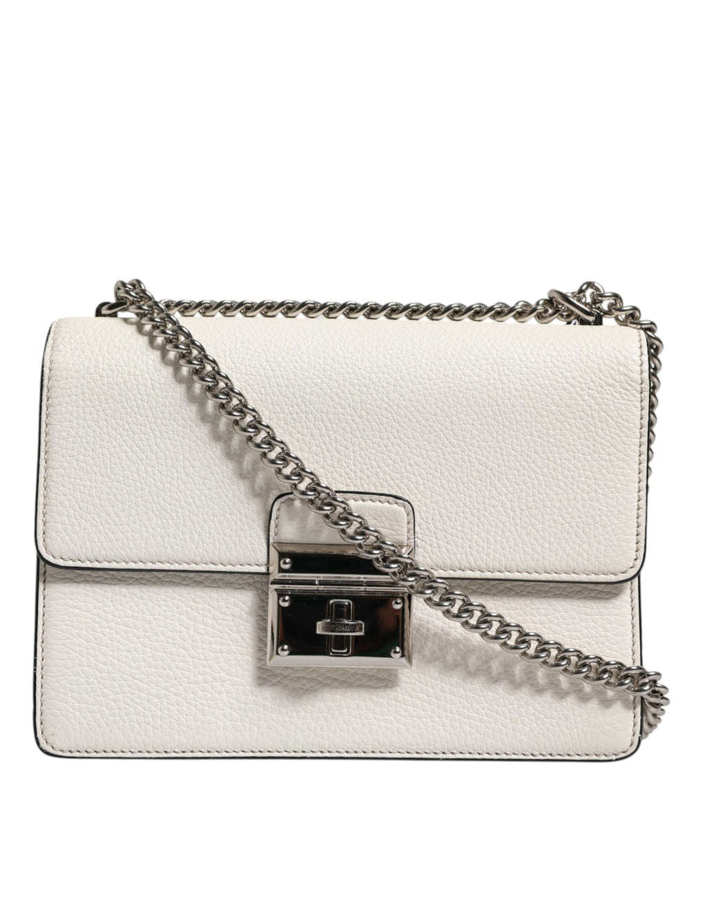 Dolce & Gabbana White Rosalia Small Calfskin Chain Shoulder Strap Bag