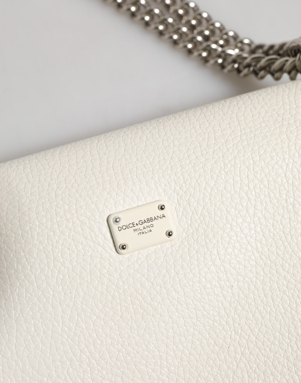 Dolce & Gabbana White Rosalia Small Calfskin Chain Shoulder Strap Bag