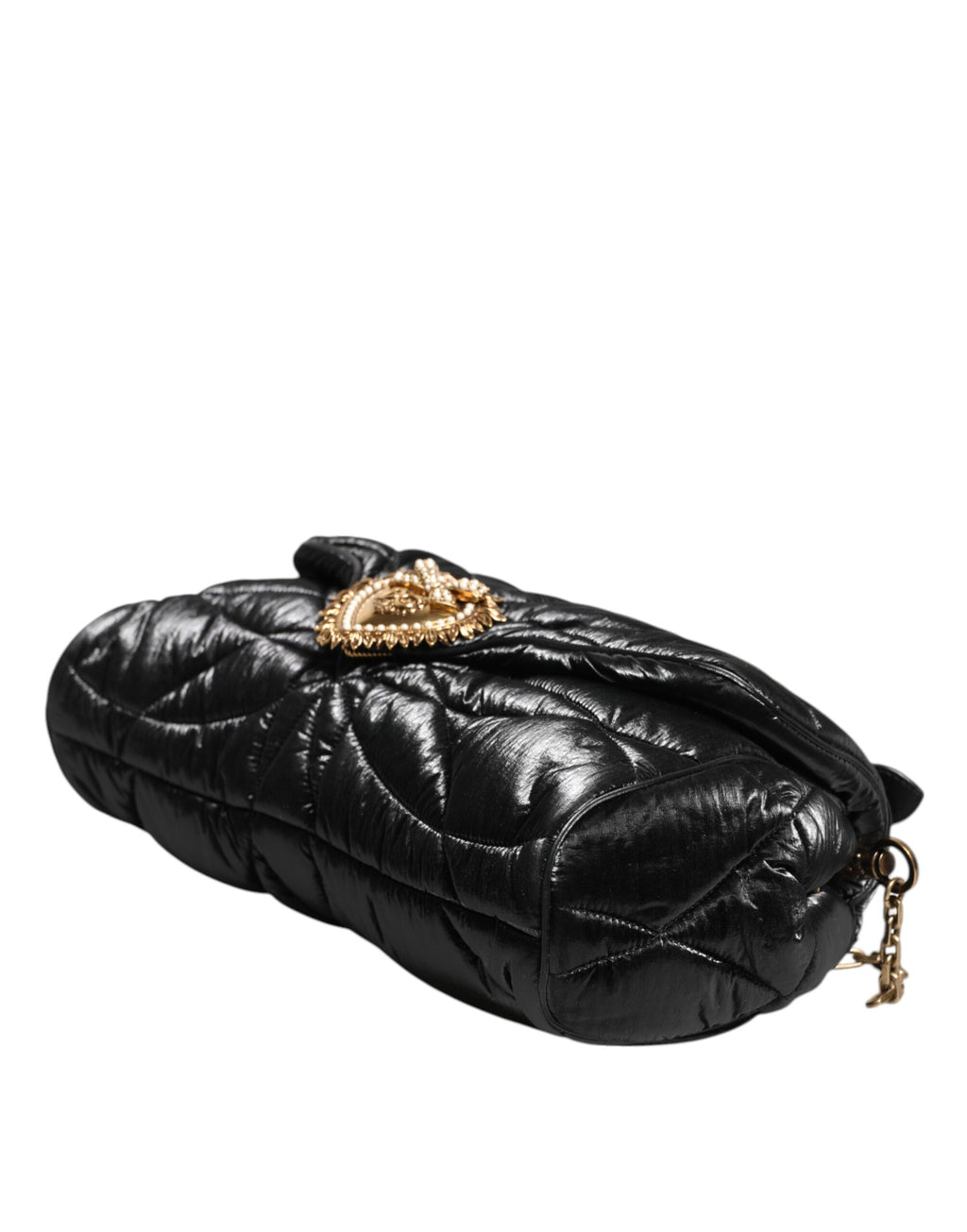 Dolce & Gabbana Black Quilted Nylon Devotion Satchel Chain Strap Bag