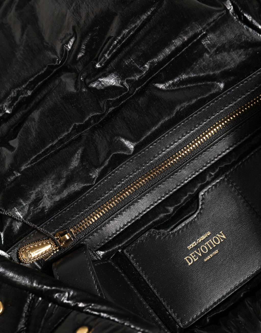 Dolce & Gabbana Black Quilted Nylon Devotion Satchel Chain Strap Bag