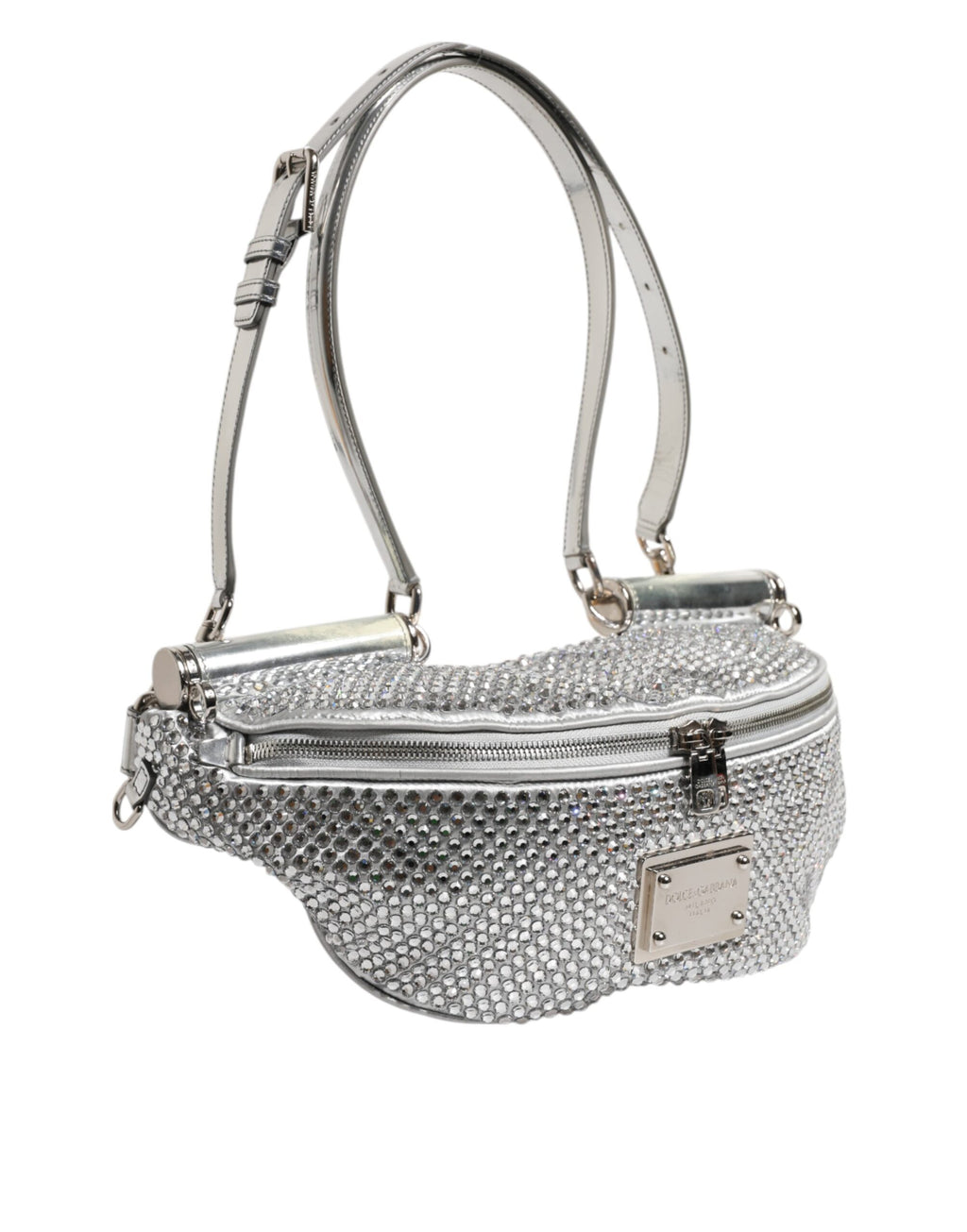 Dolce & Gabbana Silver Crystal-Embellished Belt Strap Bag