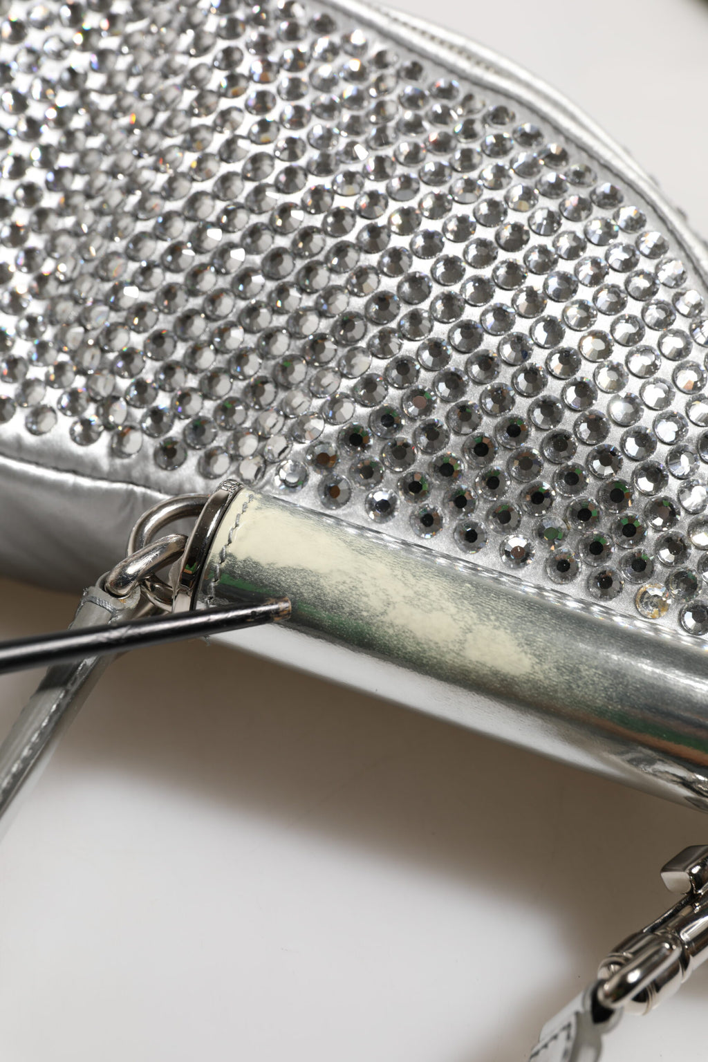 Dolce & Gabbana Silver Crystal-Embellished Belt Strap Bag