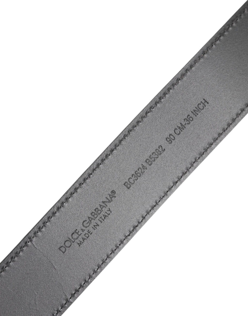 Dolce & Gabbana Black Leather Classic Metal Logo Buckle Belt