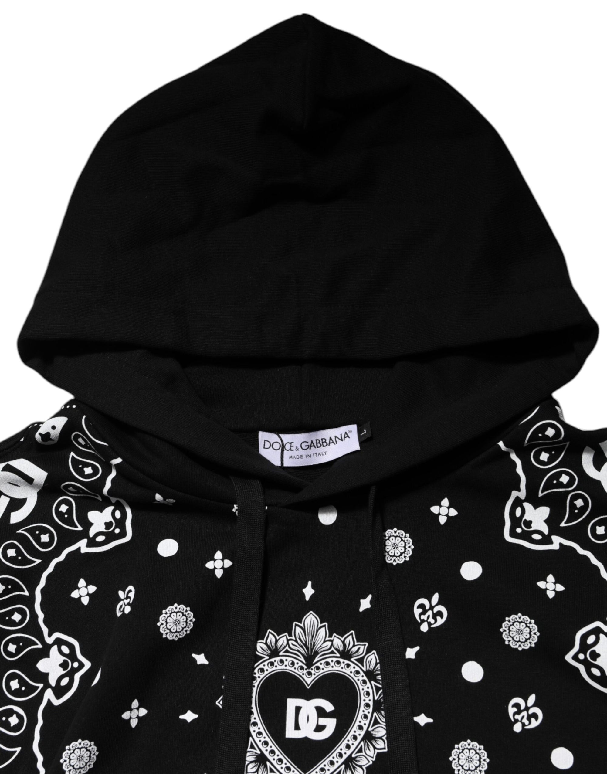 Dolce & Gabbana Black Bandana Hooded Men Sweatshirt Sweater