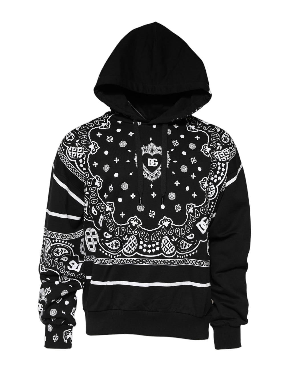 Dolce & Gabbana Black Bandana Hooded Men Sweatshirt Sweater