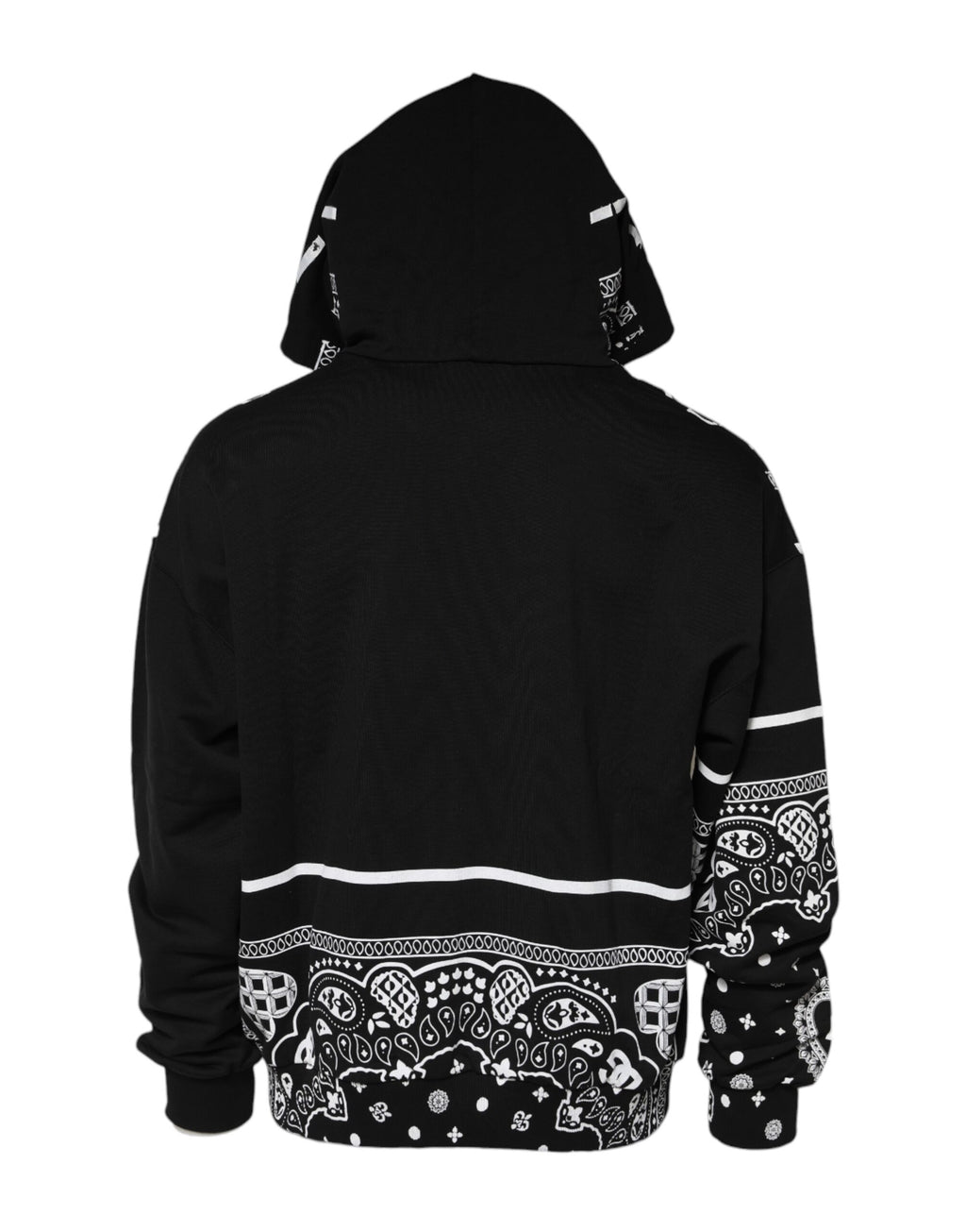 Dolce & Gabbana Black Bandana Hooded Men Sweatshirt Sweater