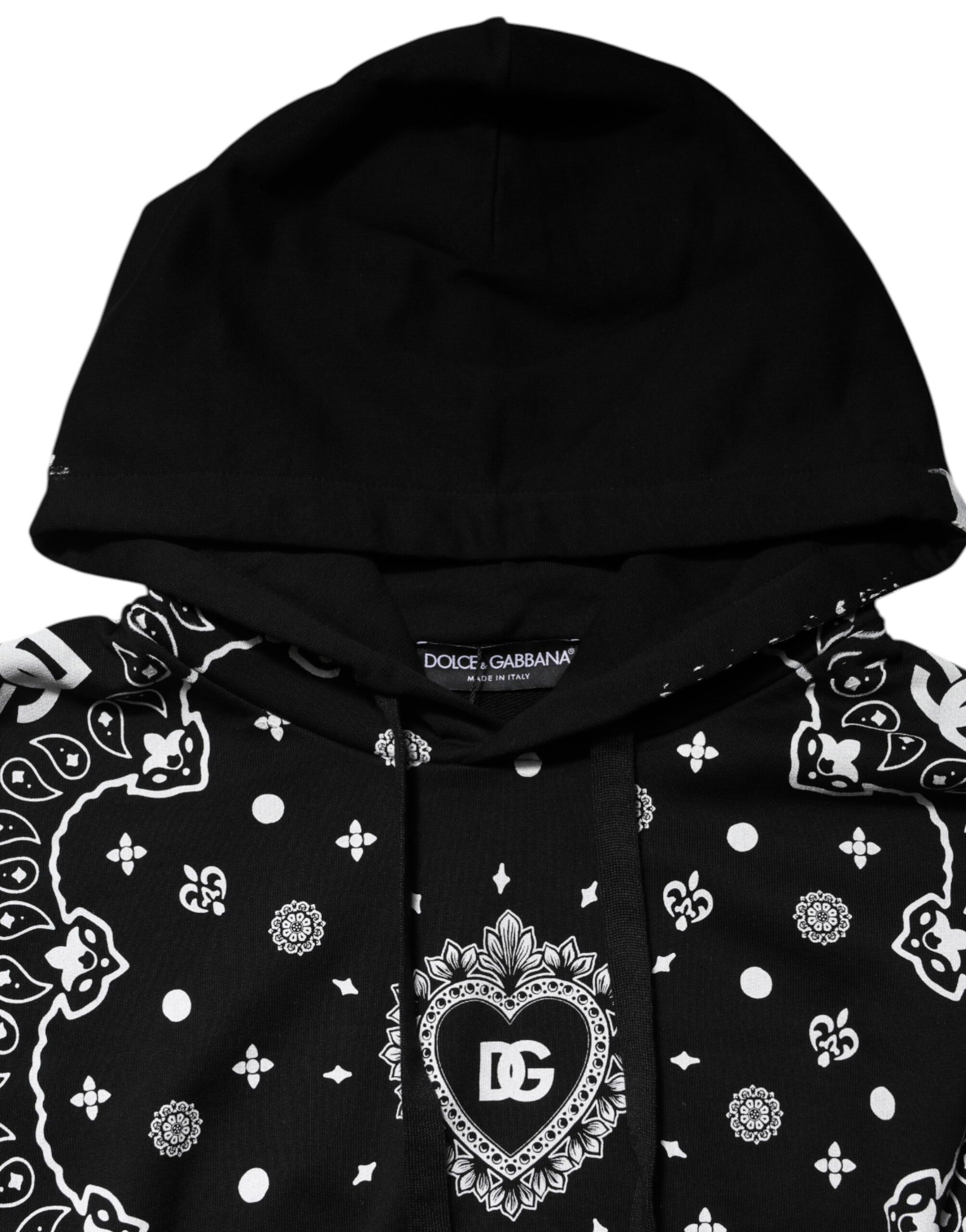 Dolce & Gabbana Black Bandana Hooded Men Sweatshirt Sweater