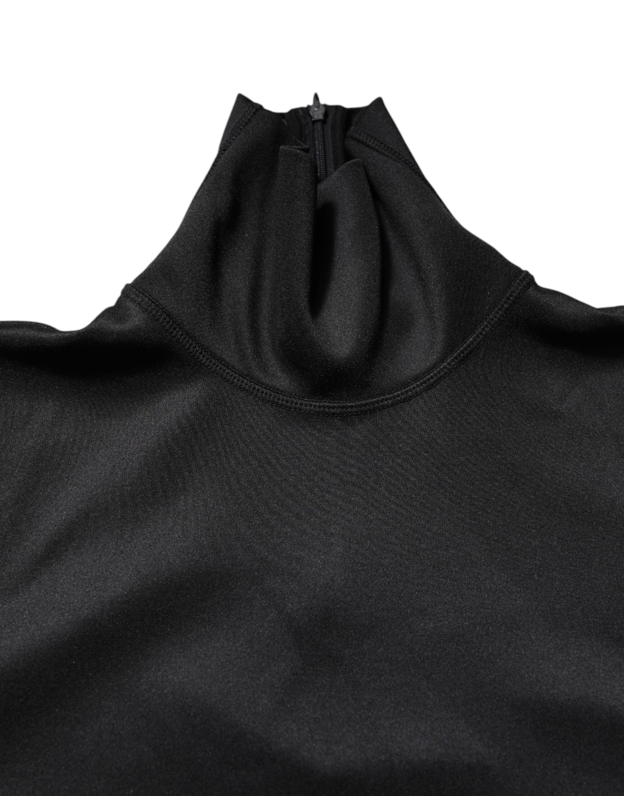 Dolce & Gabbana Black Polyester Turtleneck Pullover Sweater
