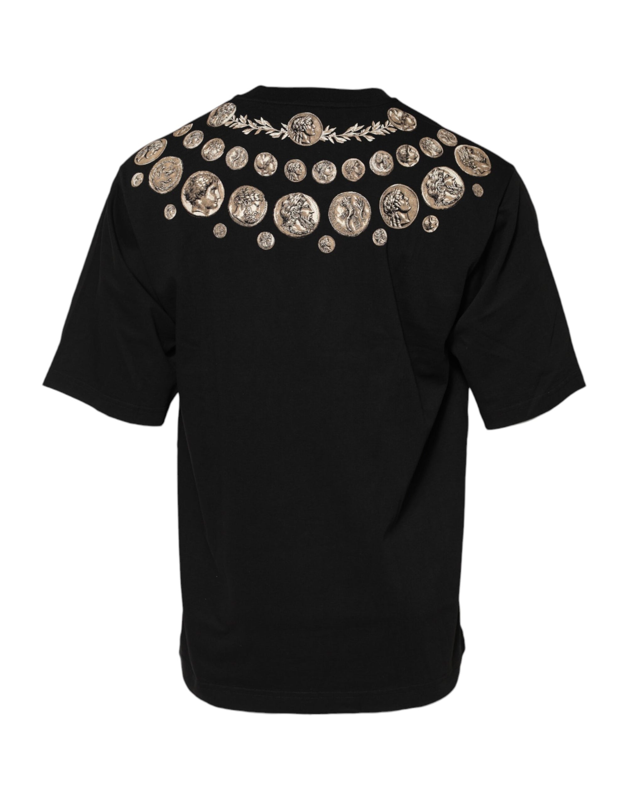 Dolce & Gabbana Black Coin Print Cotton Crew Neck T-shirt
