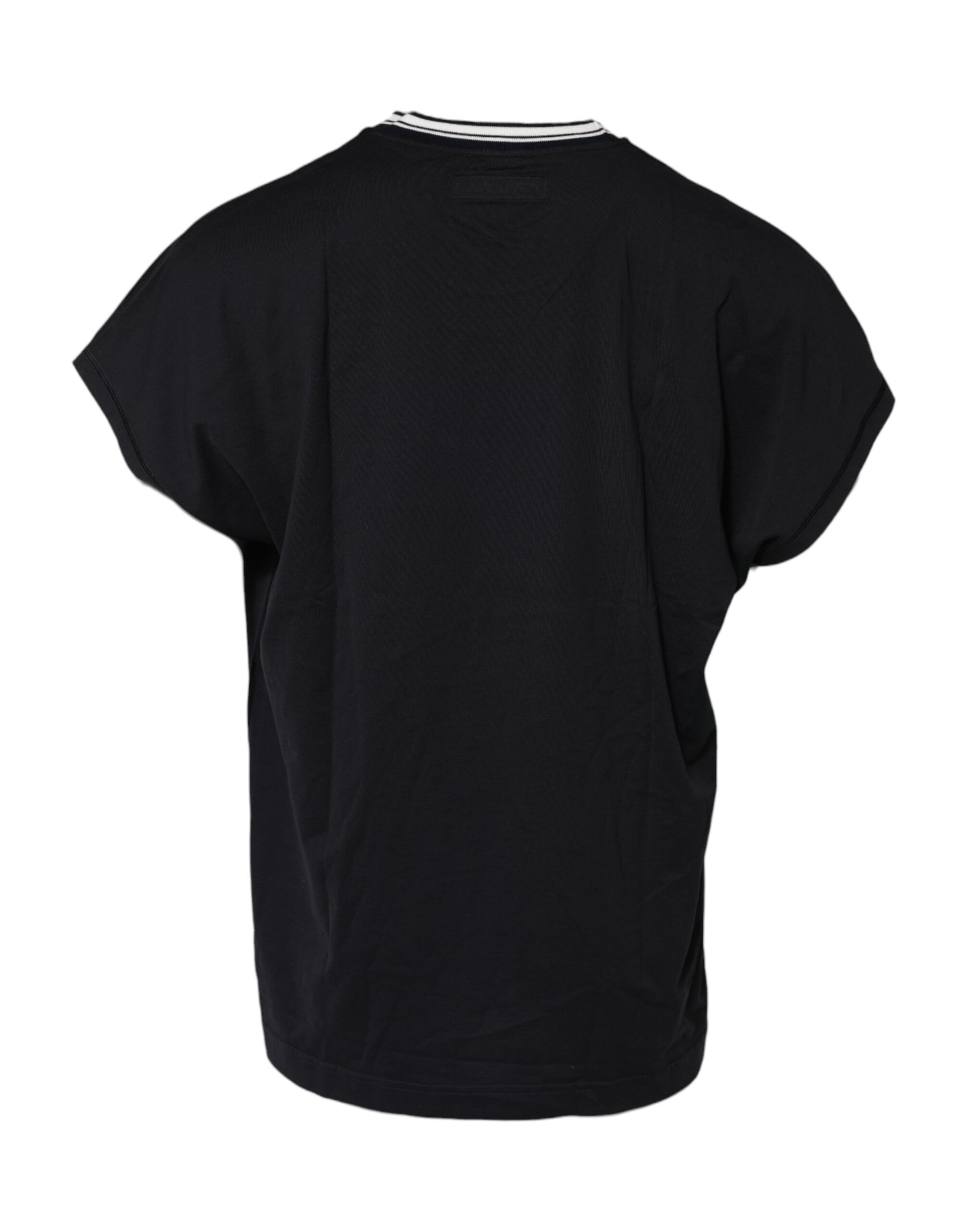 Dolce & Gabbana Dark Blue Venezia Crown Cotton Crew Neck T-shirt