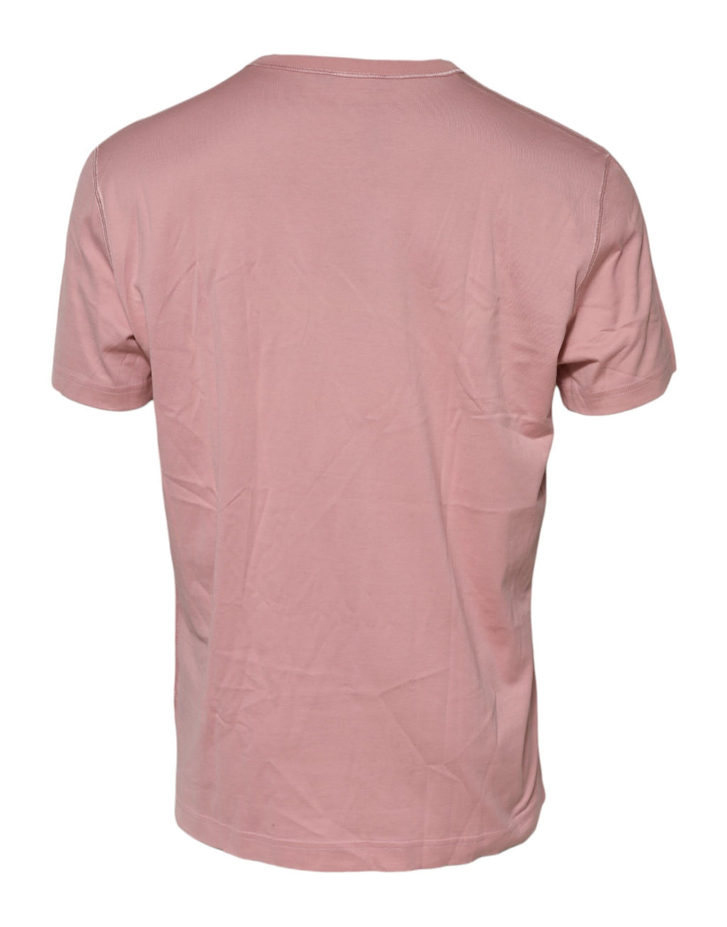 Dolce & Gabbana Pink Logo Plaque Cotton Crew Neck T-shirt