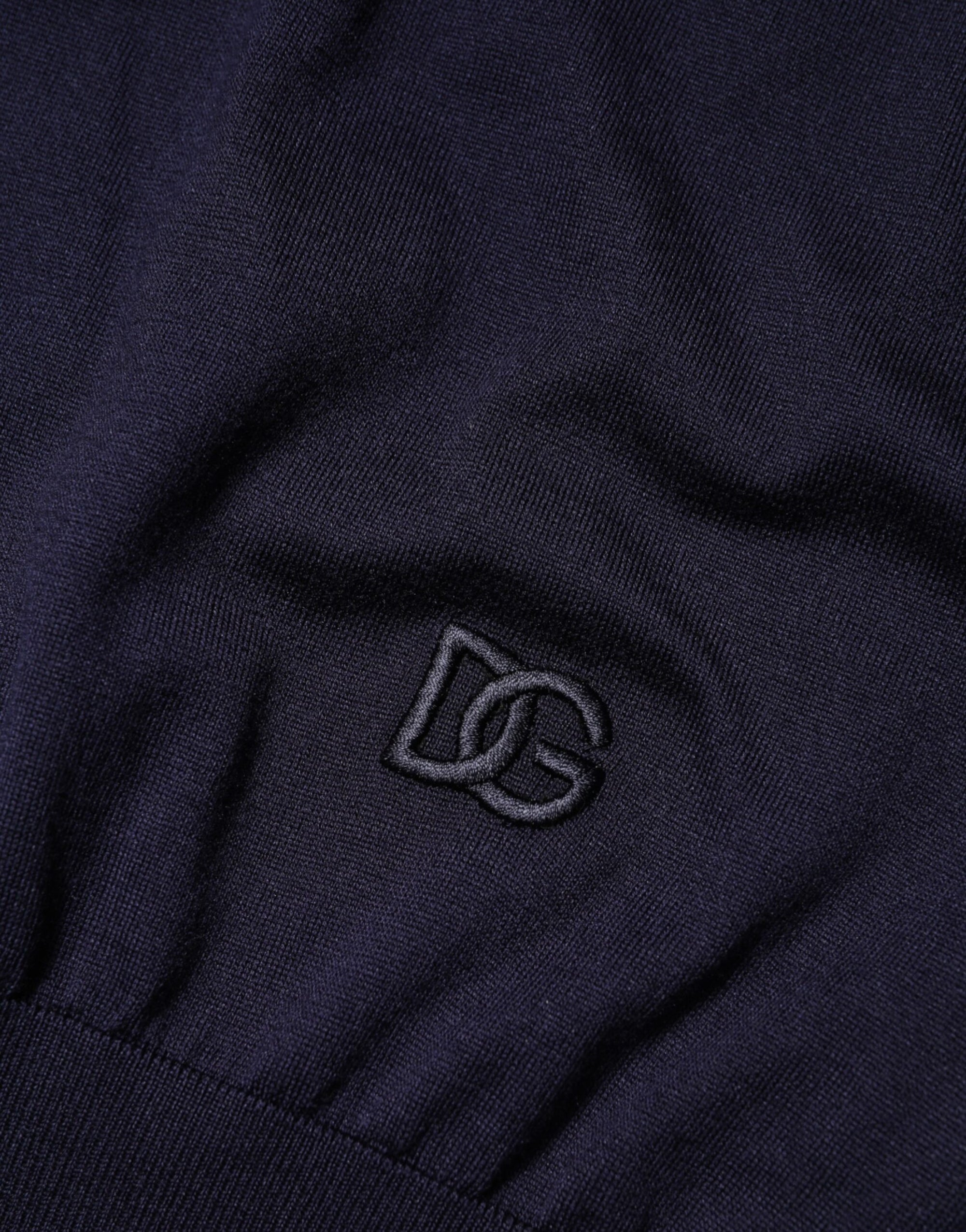 Dolce & Gabbana Dark Blue Silk Crew Neck Short Sleeves T-shirt