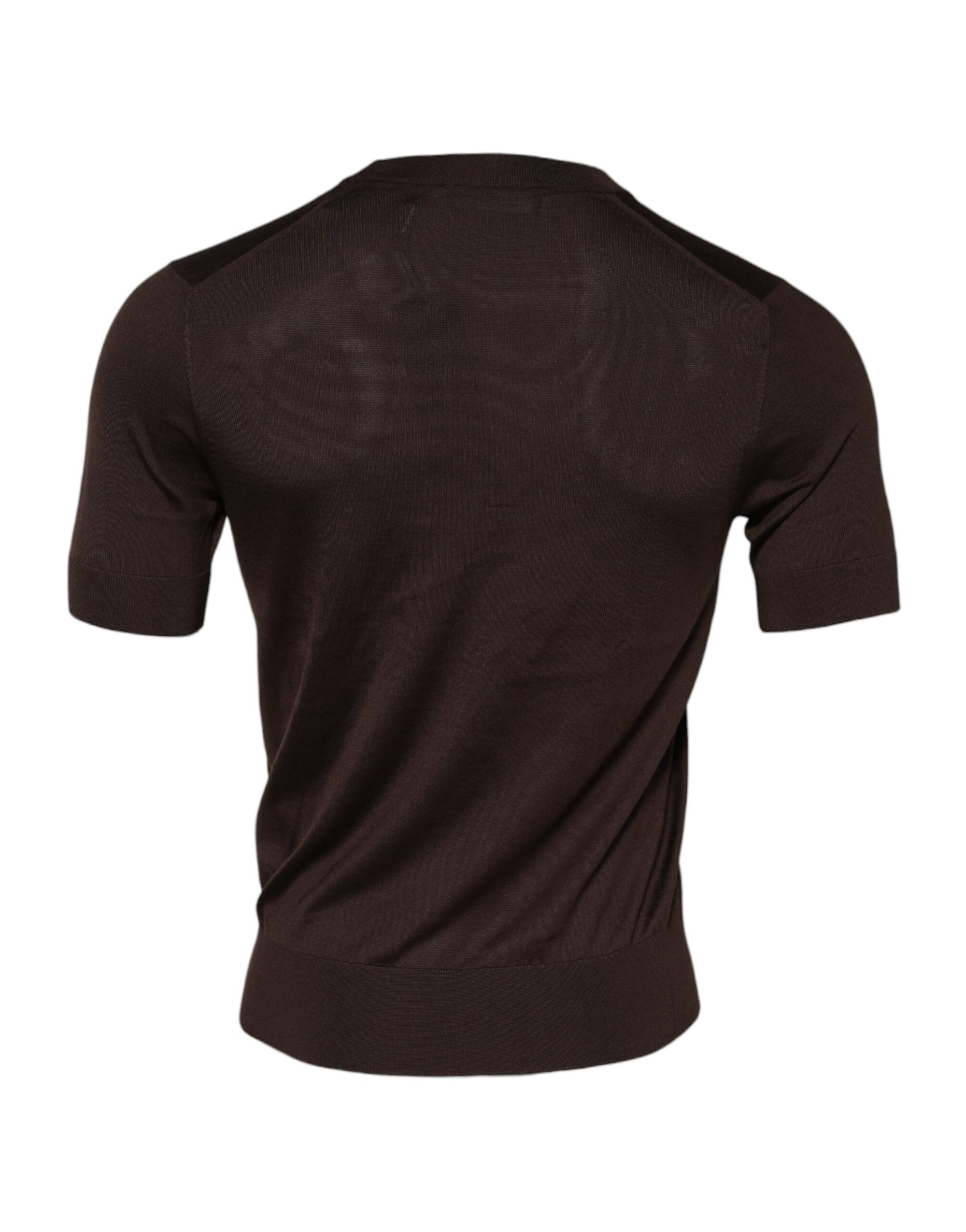 Dolce & Gabbana Brown Silk Crew Neck Short Sleeves T-shirt