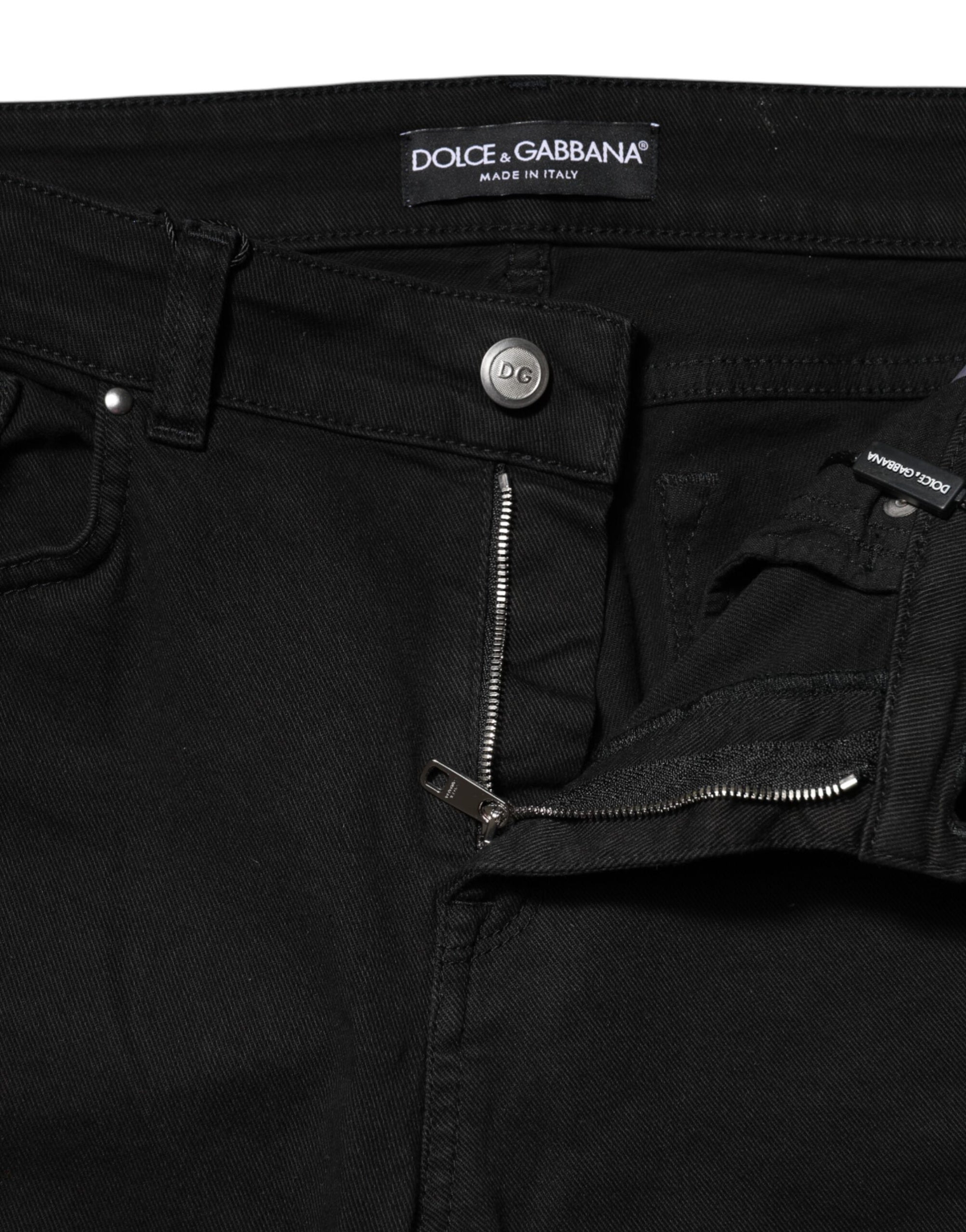 Dolce & Gabbana Black Cotton Skinny Mid Waist Denim Jeans