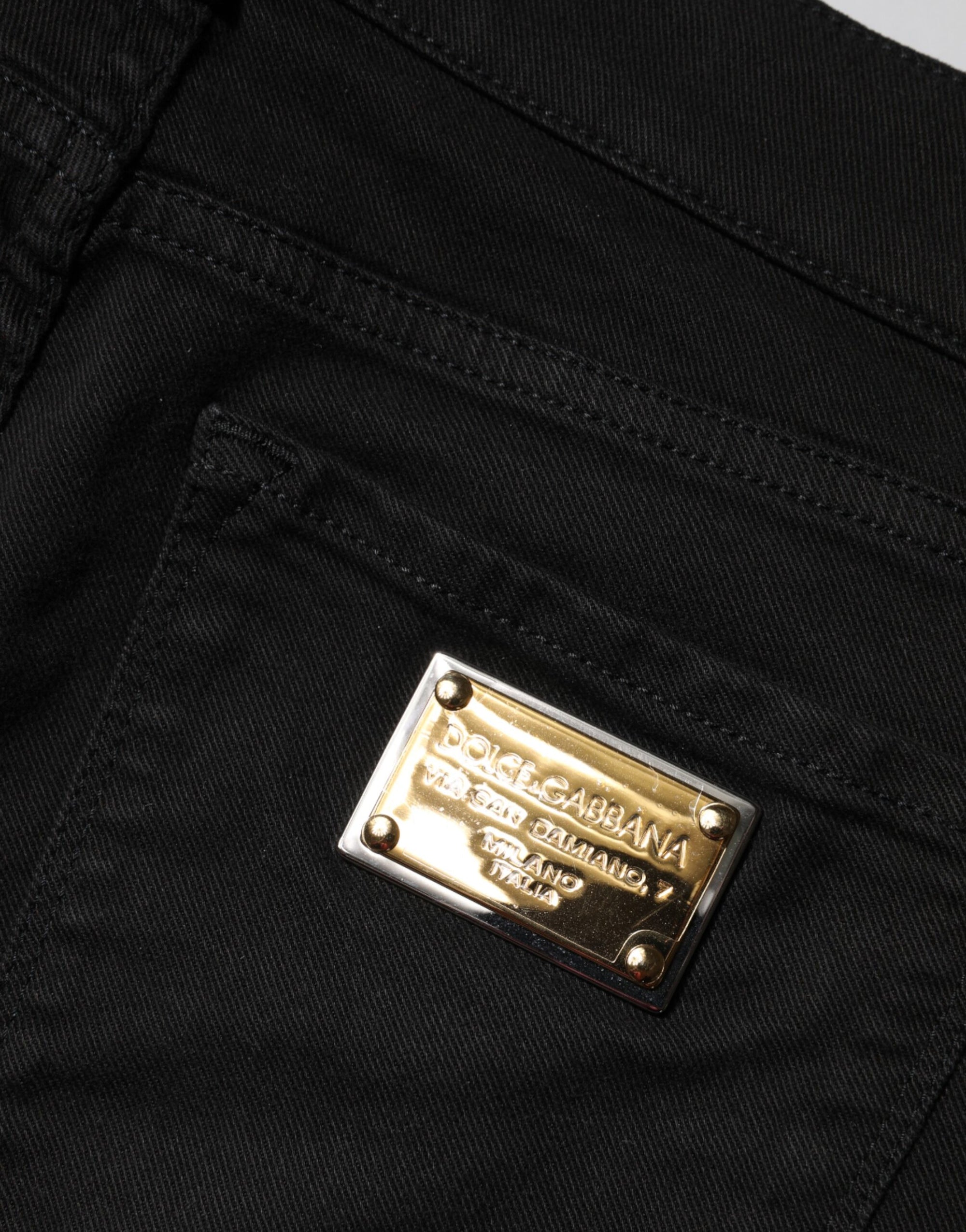 Dolce & Gabbana Black Cotton Skinny Mid Waist Denim Jeans