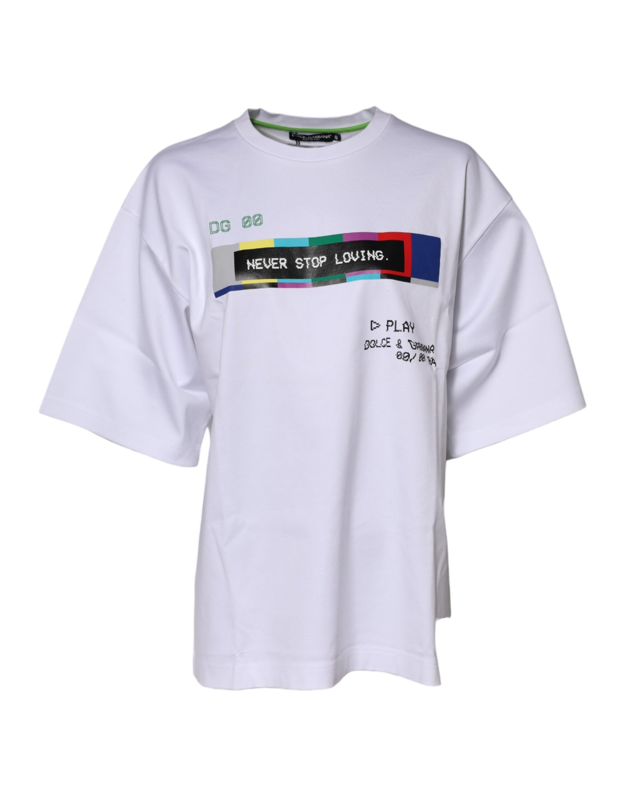 Dolce & Gabbana White Cotton Printed Short Sleeves T-shirt