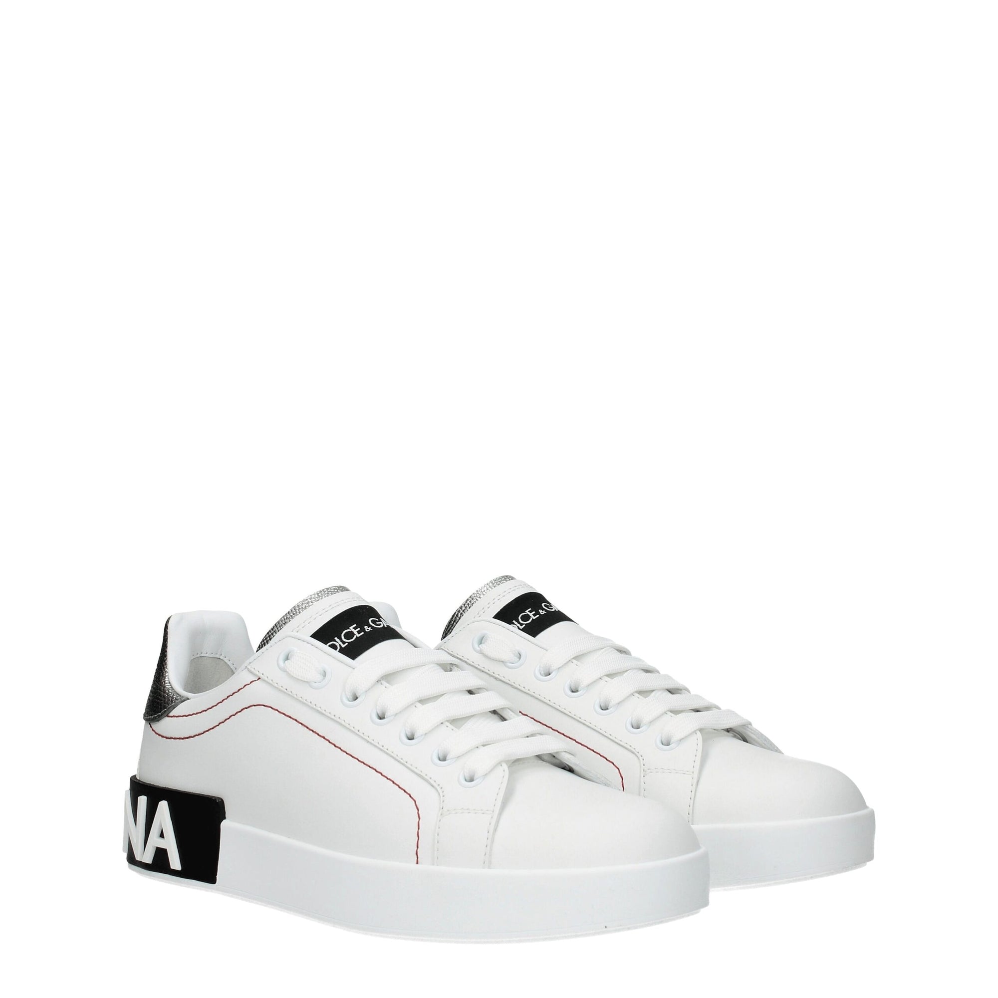 Dolce & Gabbana White Leather Low Tops