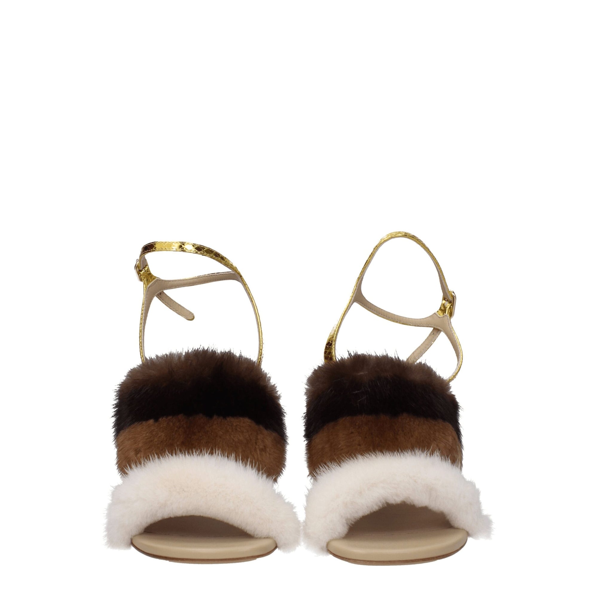 Fendi Brown Mink Strap-Ons Sandals