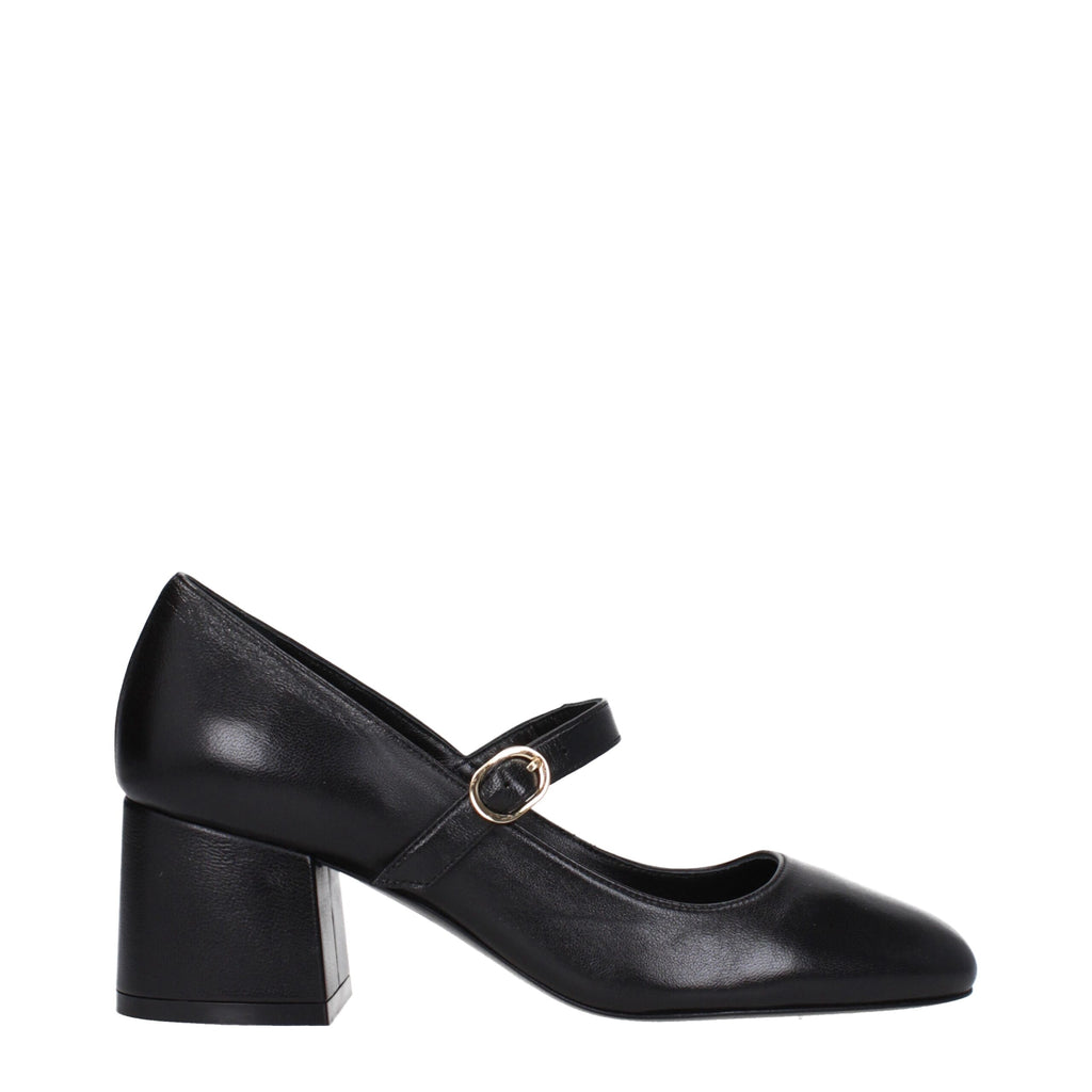 Stuart Weitzman Black Leather Mid Heel Pumps