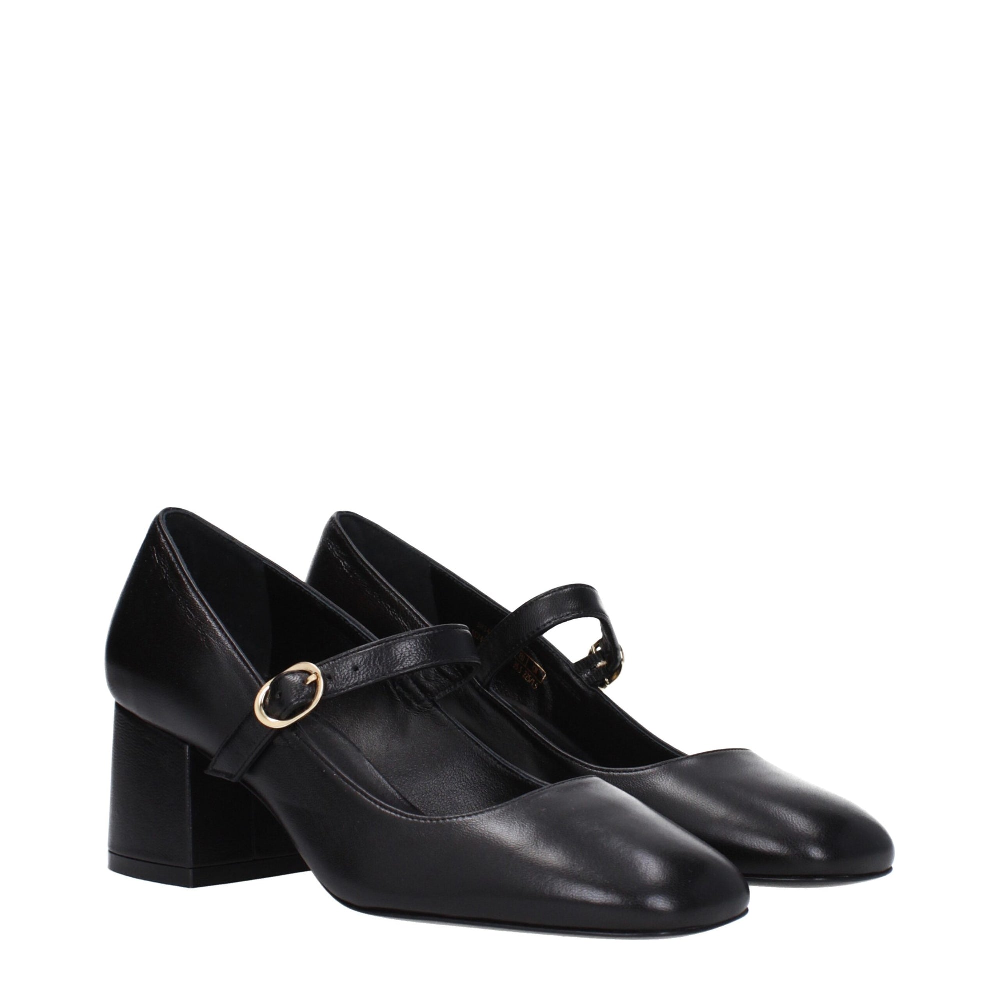 Stuart Weitzman Black Leather Mid Heel Pumps