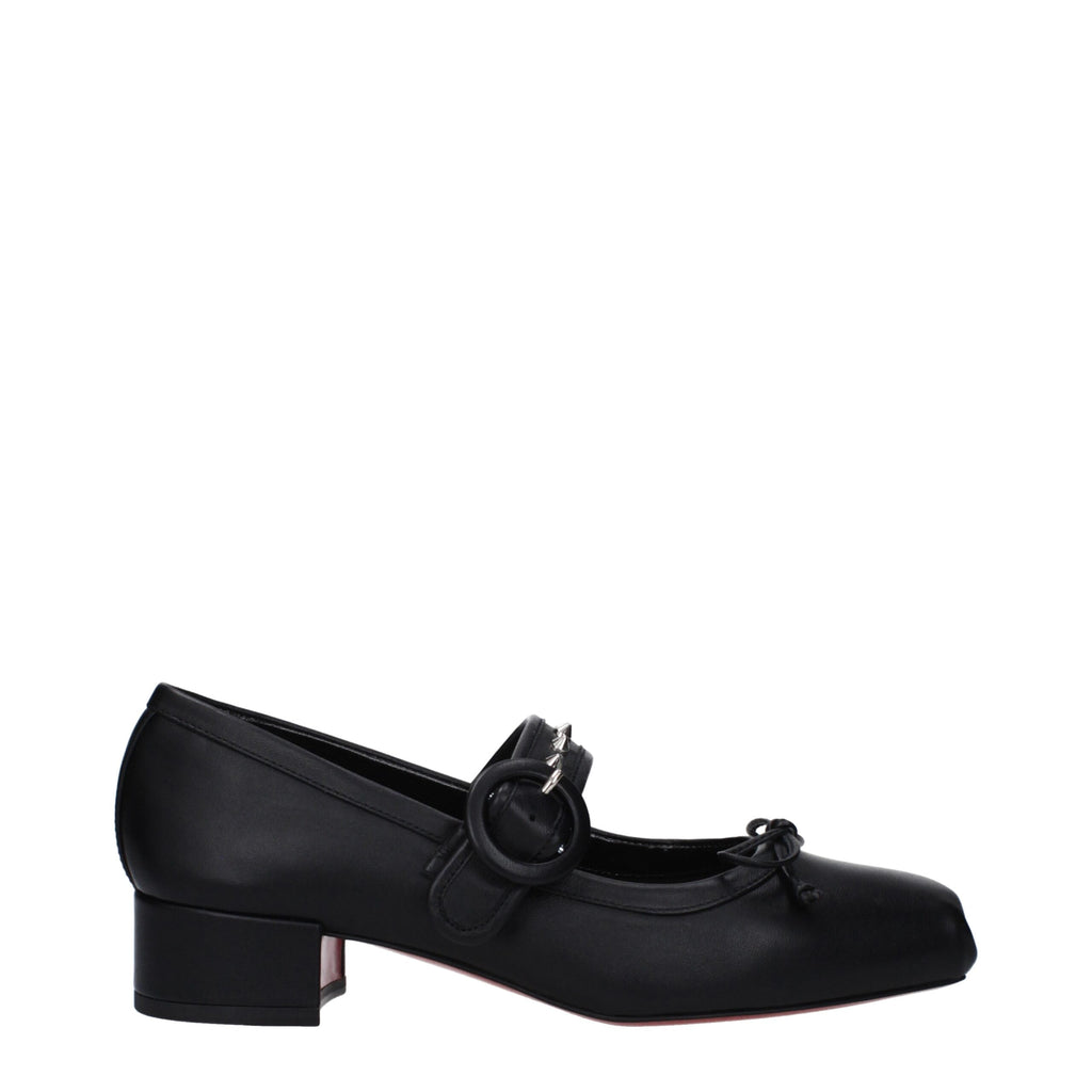 Christian Louboutin Black Leather Ballet Flats