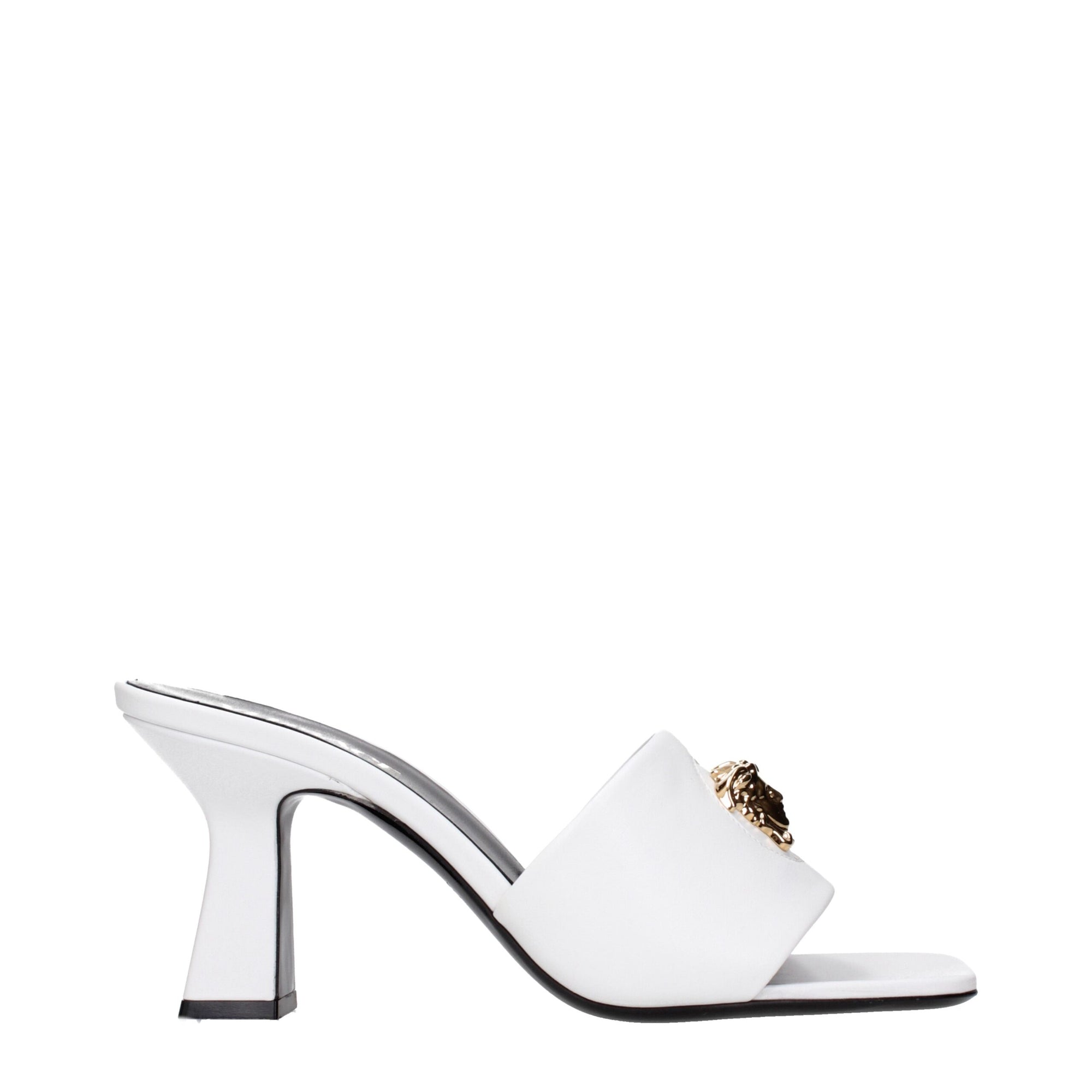 Versace White Leather Stiletto Heels Sandals
