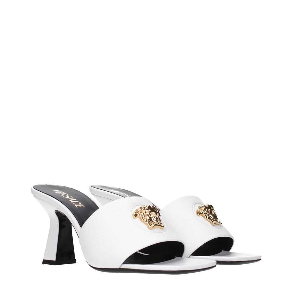Versace White Leather Stiletto Heels Sandals