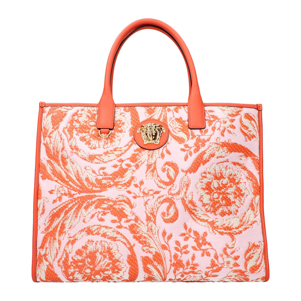 Versace Orange Fabric Shoulder Bags