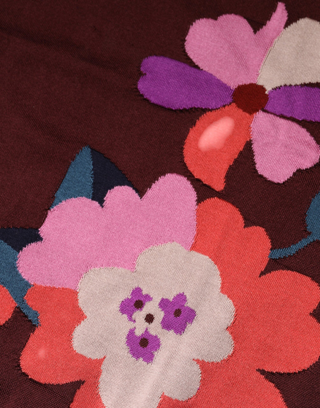 Dolce & Gabbana Maroon Floral Silk Crew Neck Blouse Top