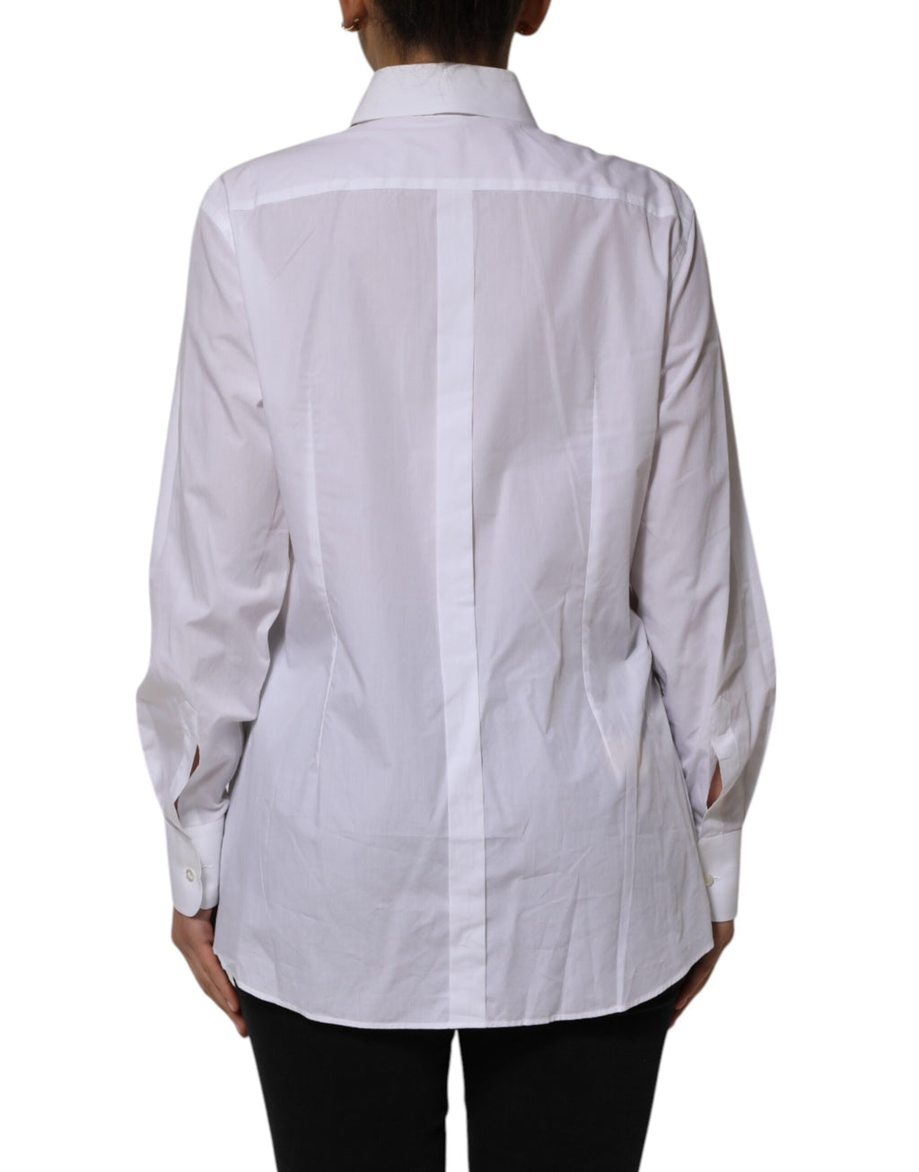 Dolce & Gabbana White Cotton Collared Long Sleeves Shirt Top