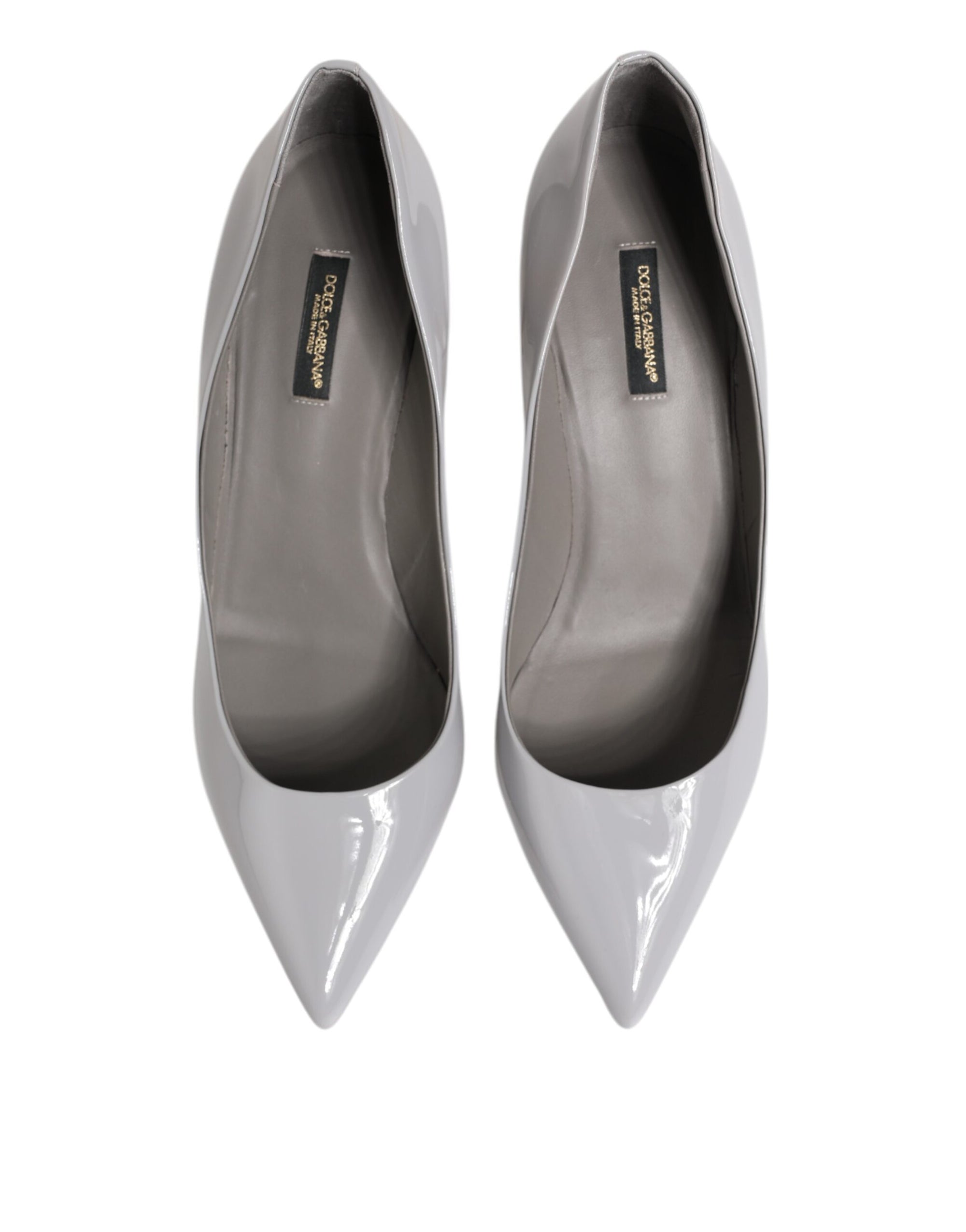 Dolce & Gabbana Light Gray Leather Kitten Heels Pumps Shoes