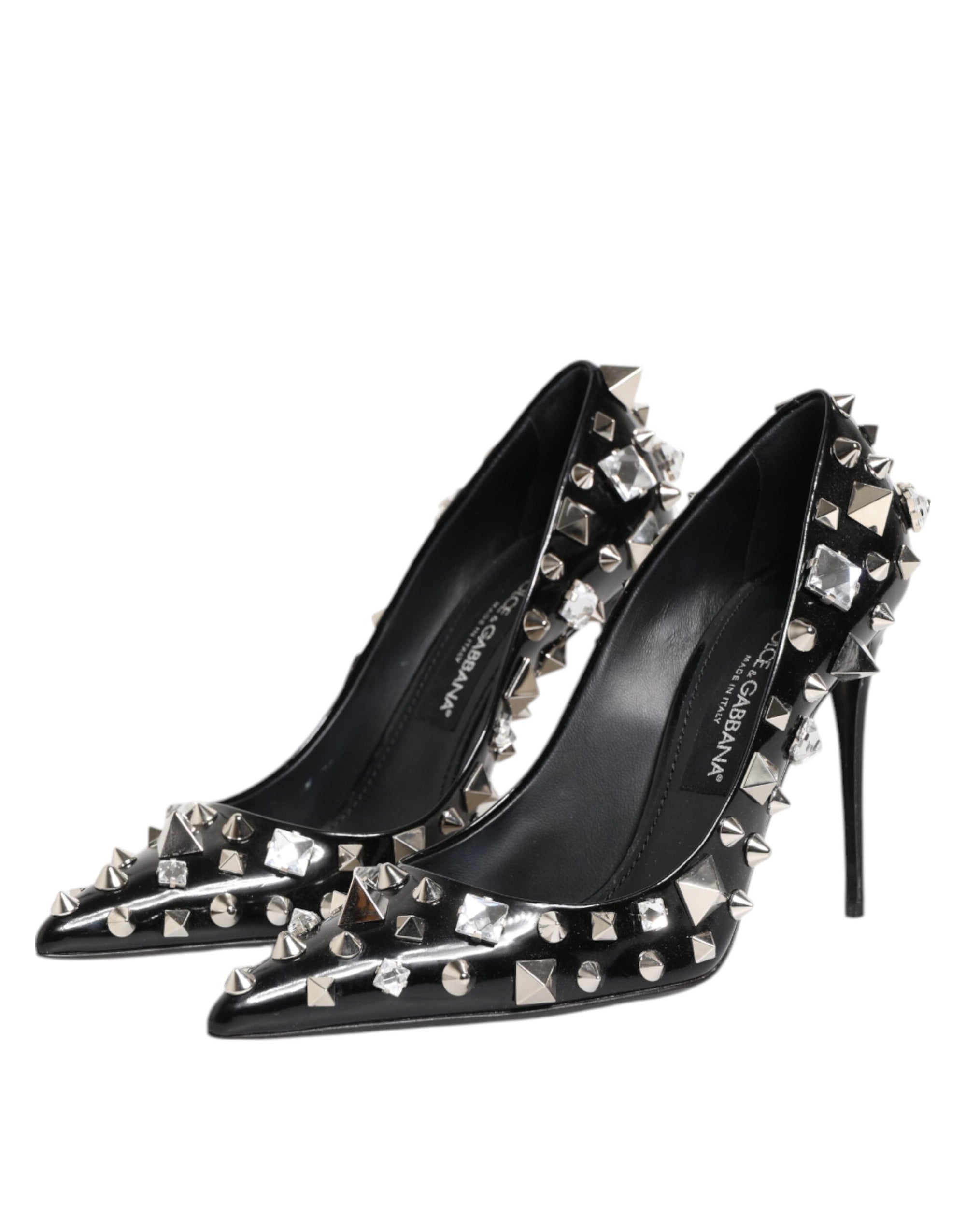 Dolce & Gabbana Black Crystals Studs Stiletto Pumps Shoes
