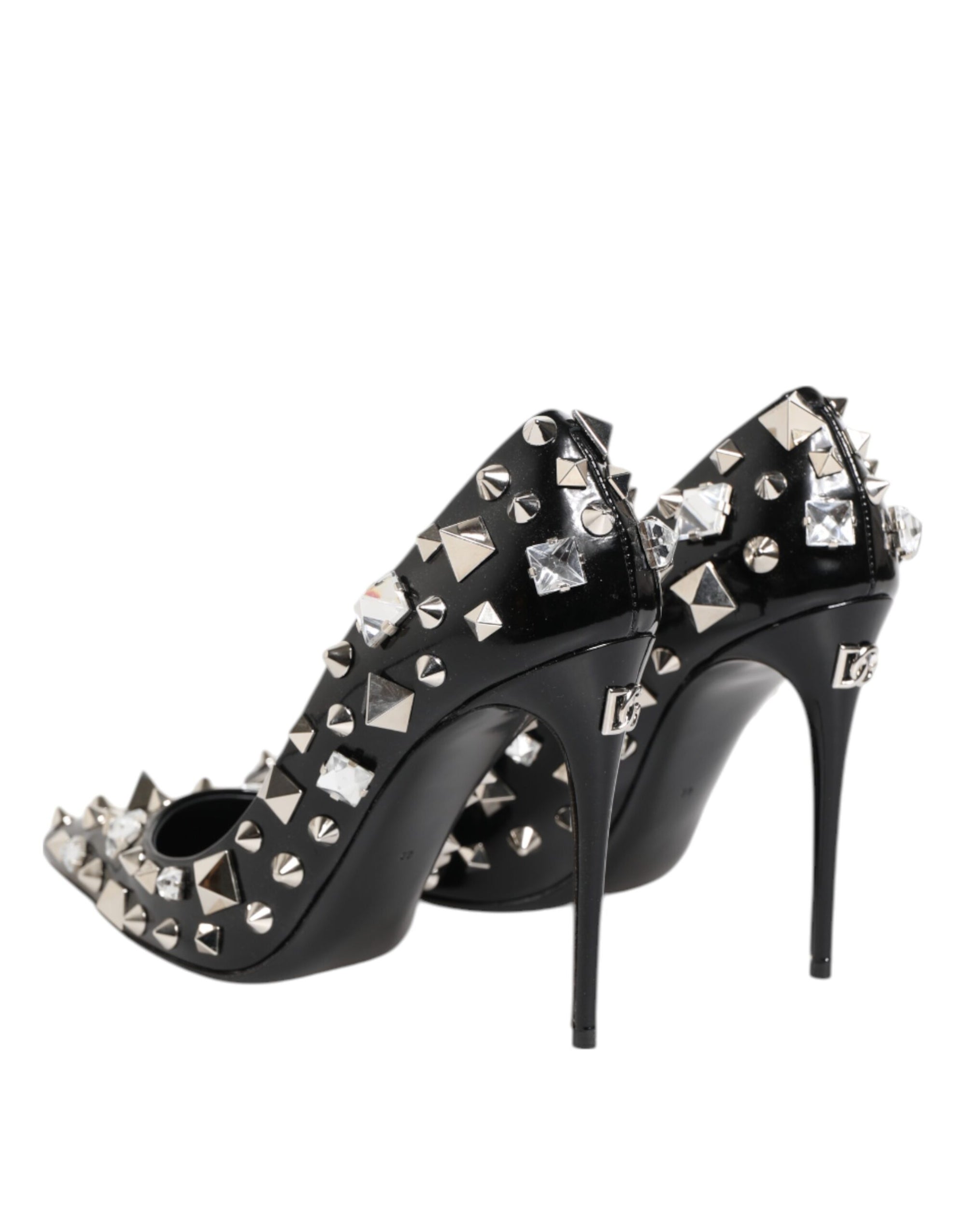 Dolce & Gabbana Black Crystals Studs Stiletto Pumps Shoes