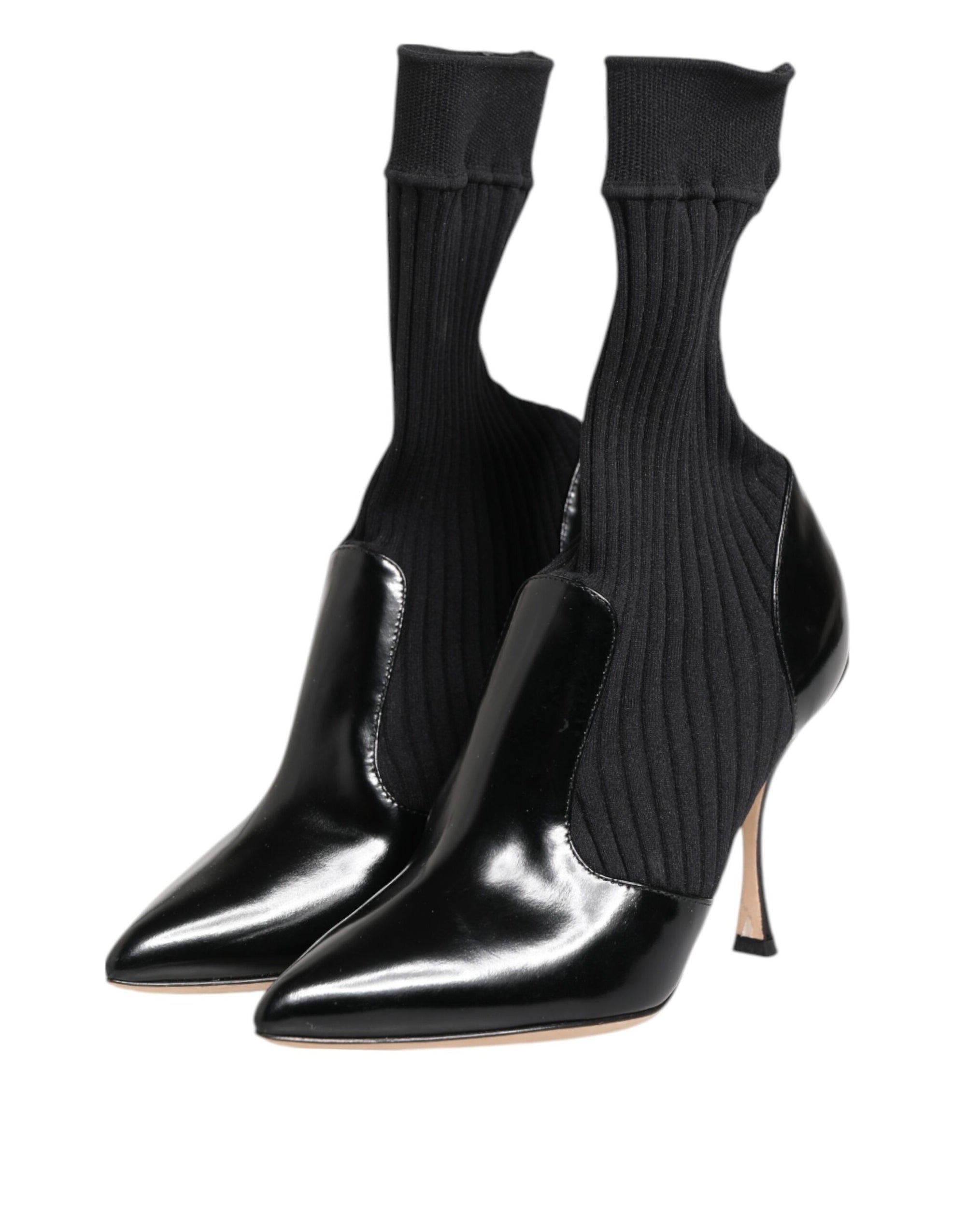 Dolce & Gabbana Black Stretch Stilettos Booties Socks Shoes