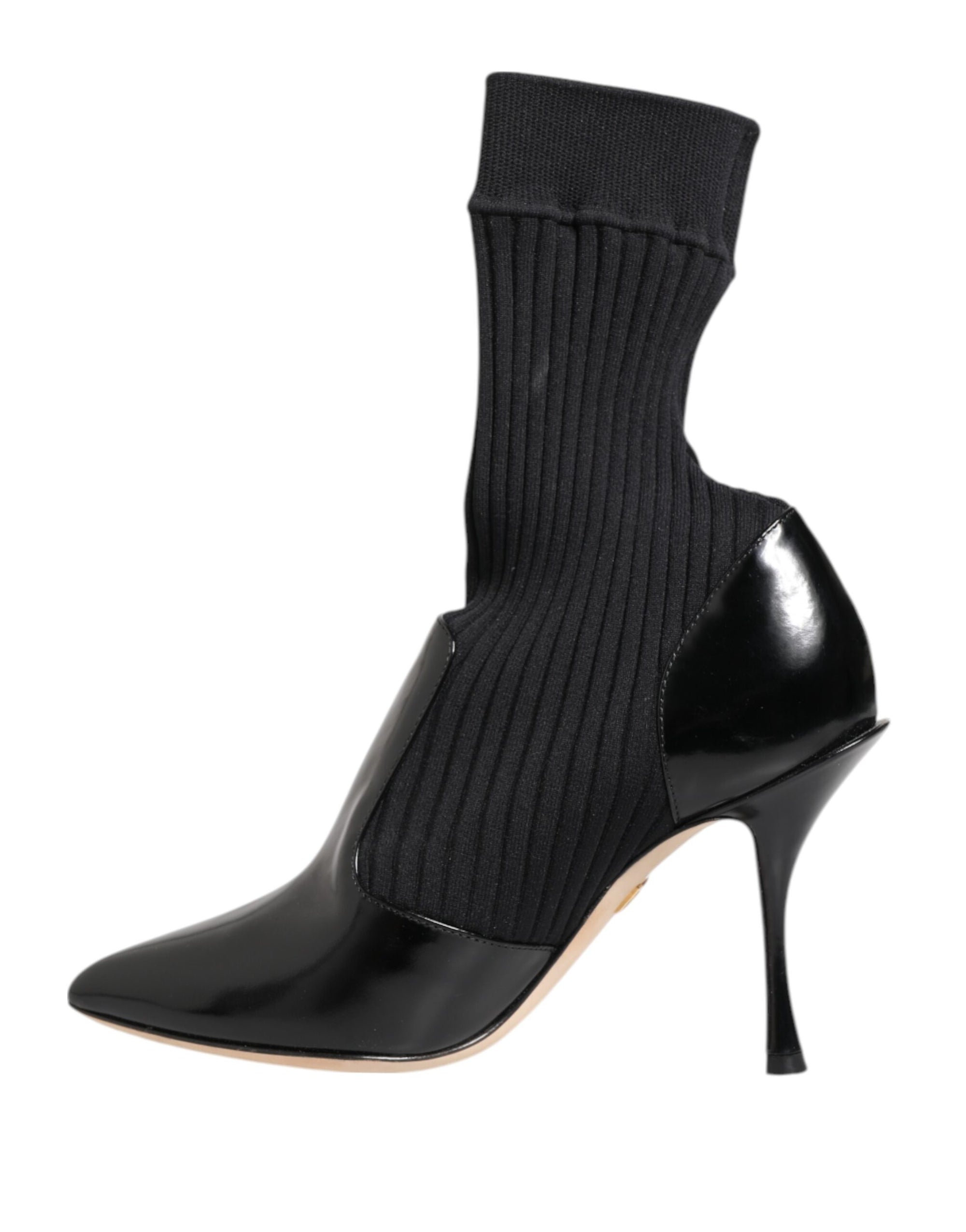 Dolce & Gabbana Black Stretch Stilettos Booties Socks Shoes
