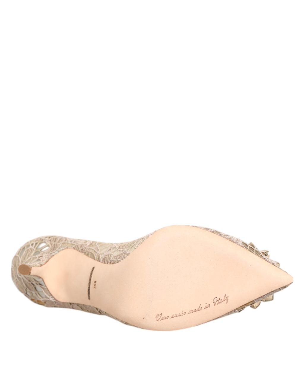 Dolce & Gabbana Beige Taormina Lace Crystal Heels Pumps Shoes