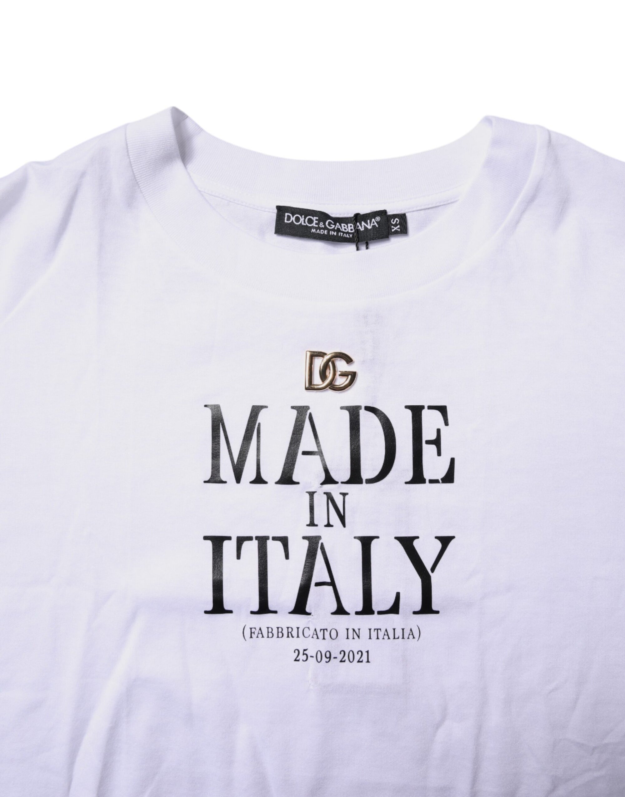 Dolce & Gabbana White Short Sleeves DG Logo Print Top T-shirt