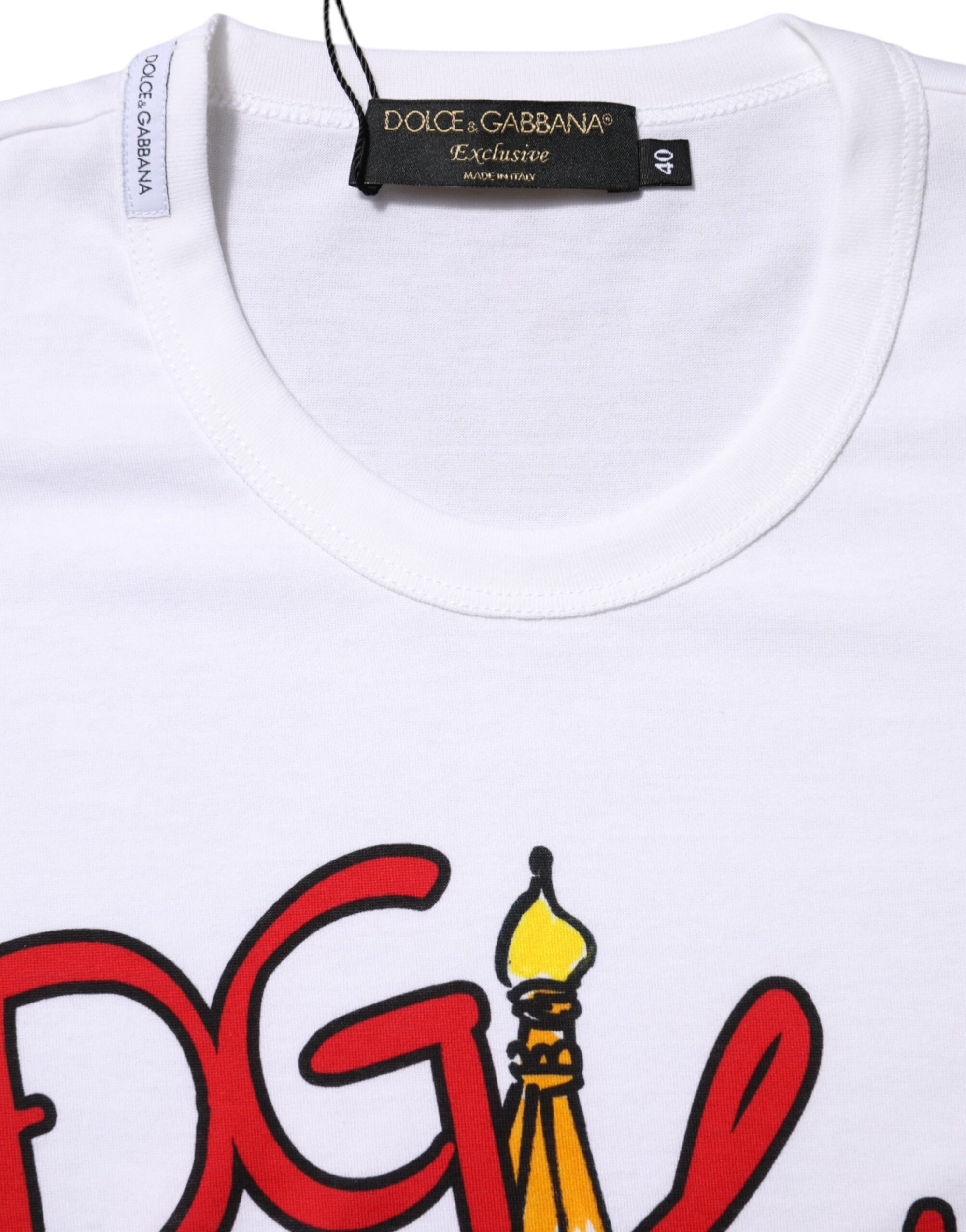 Dolce & Gabbana White DG Loves Moscow Crew Neck  T-shirt