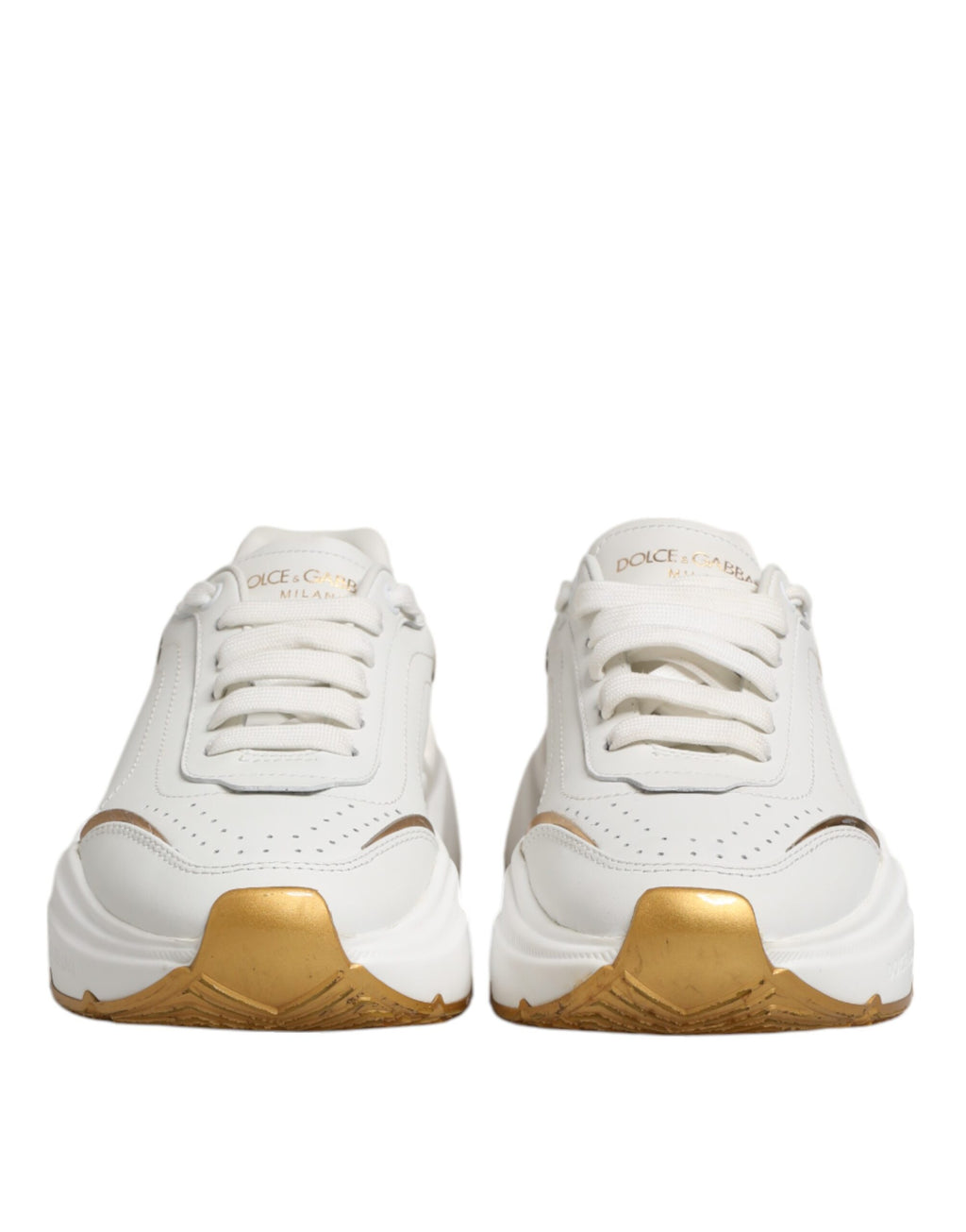Dolce & Gabbana White Gold DAYMASTER Leather Sneakers Shoes