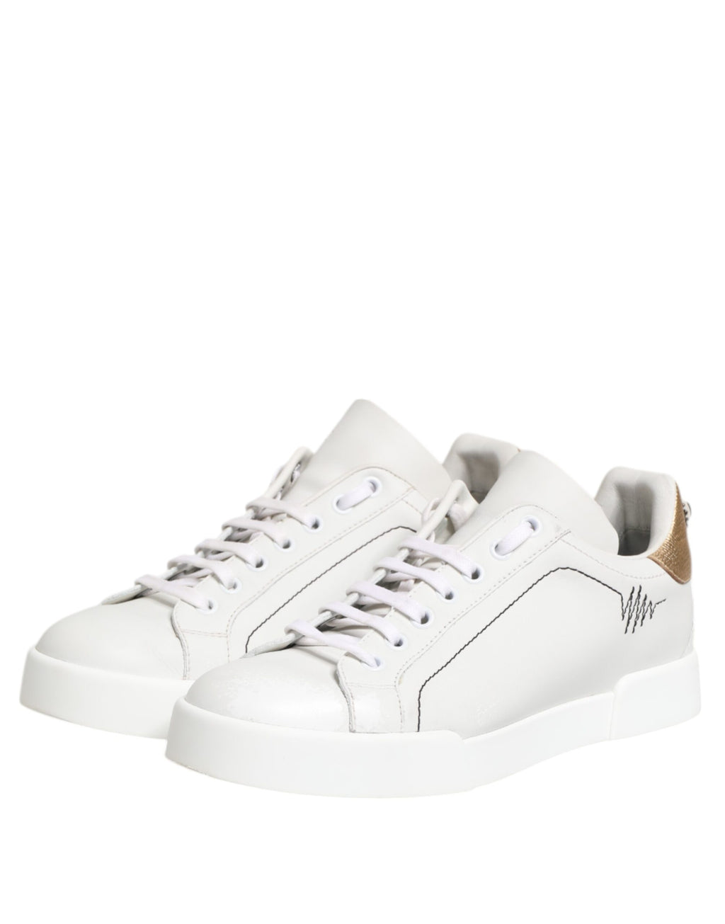 Dolce & Gabbana White Gold Leather Low Top Sneakers Shoes