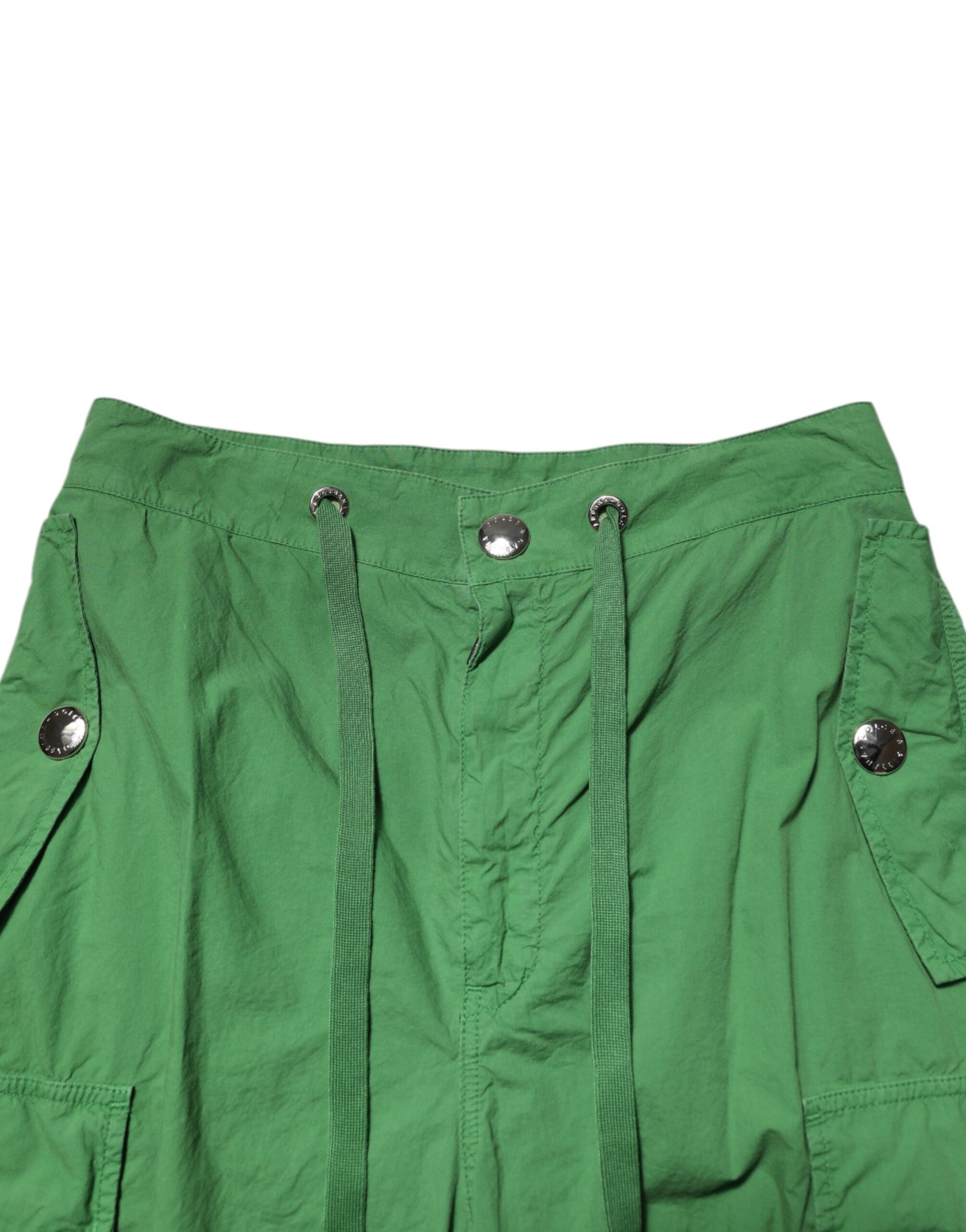 Dolce & Gabbana Green Cotton High Waist Cargo Trouser Pants