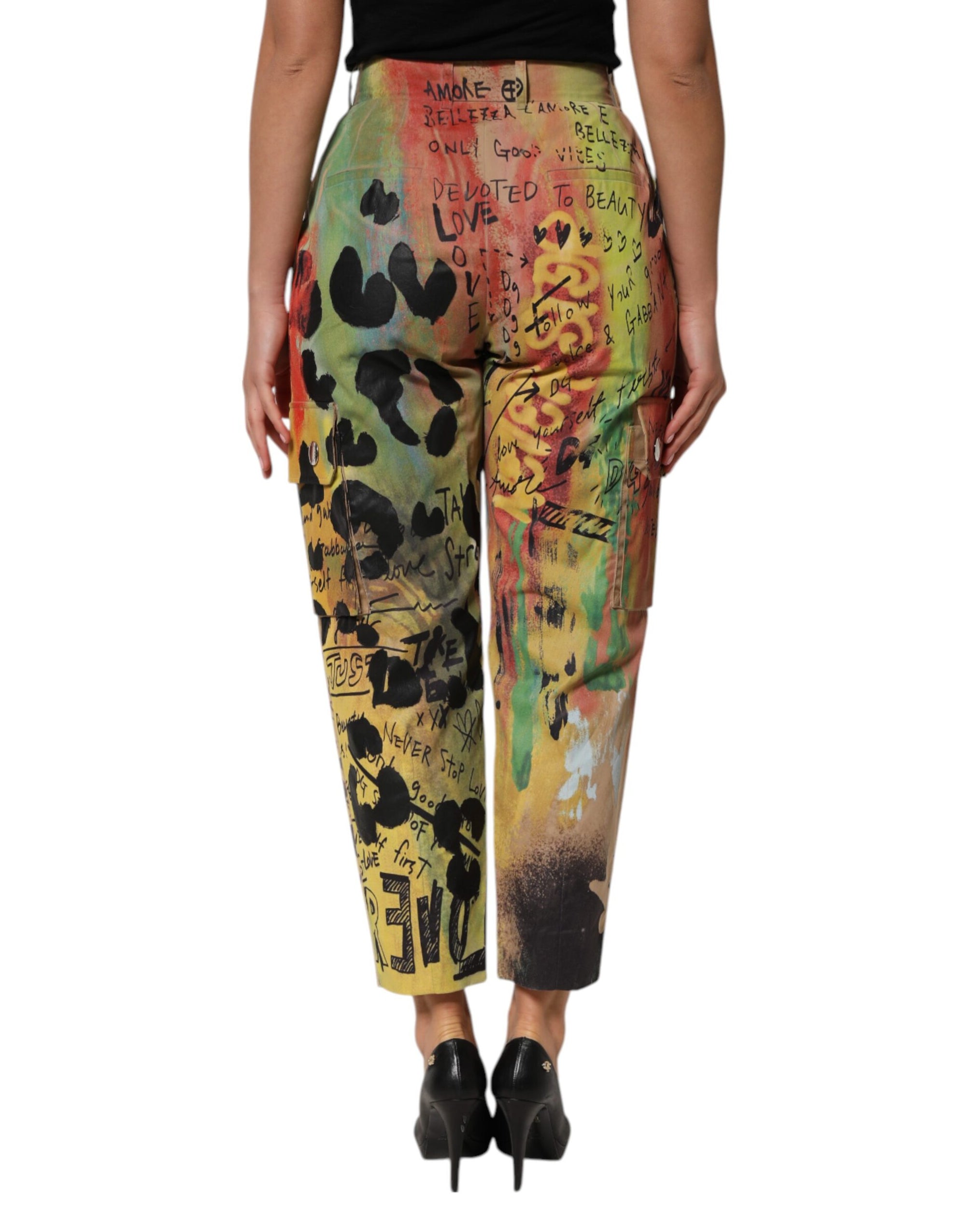 Dolce & Gabbana Multicolor High Waist Cargo Trouser Pants