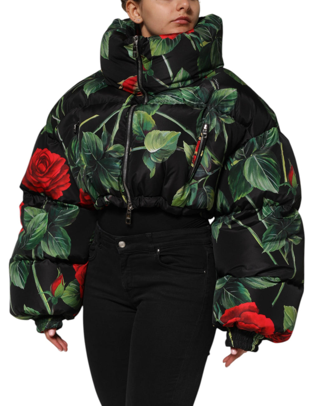 Dolce & Gabbana Multicolor Floral Puffer Coat Full Zip Jacket