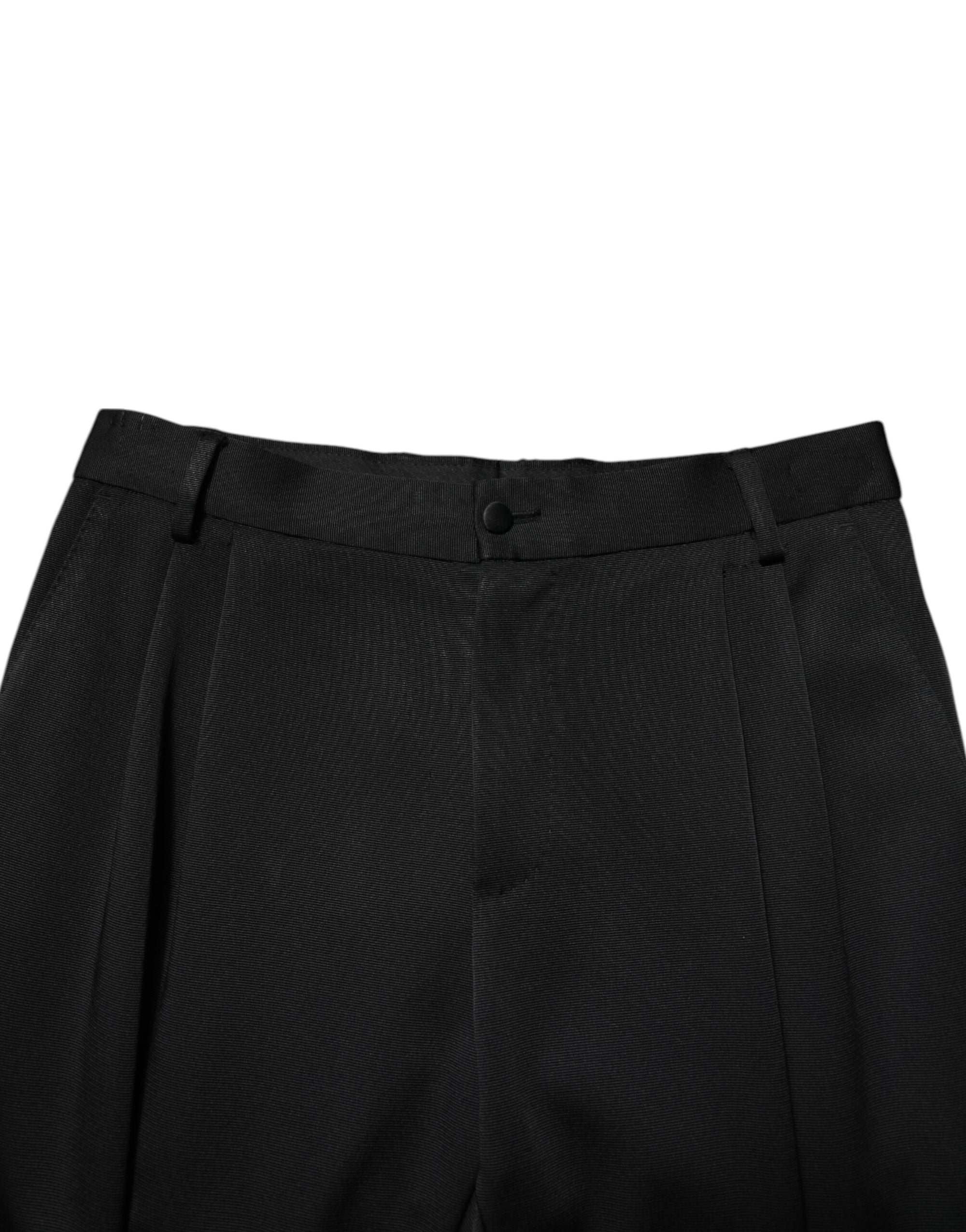 Dolce & Gabbana Black Acetate HighWaist Tapered Trouser Pants