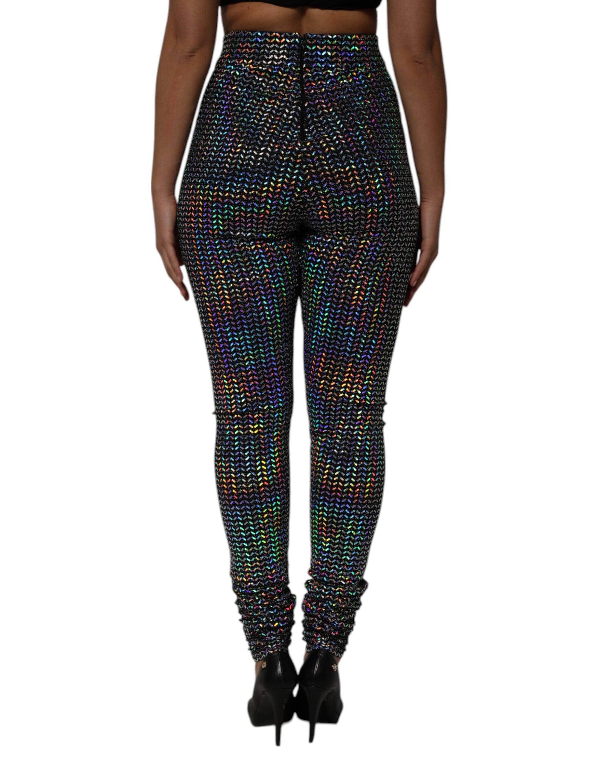 Dolce & Gabbana Multicolor Sequined Leggings Trouser Pants