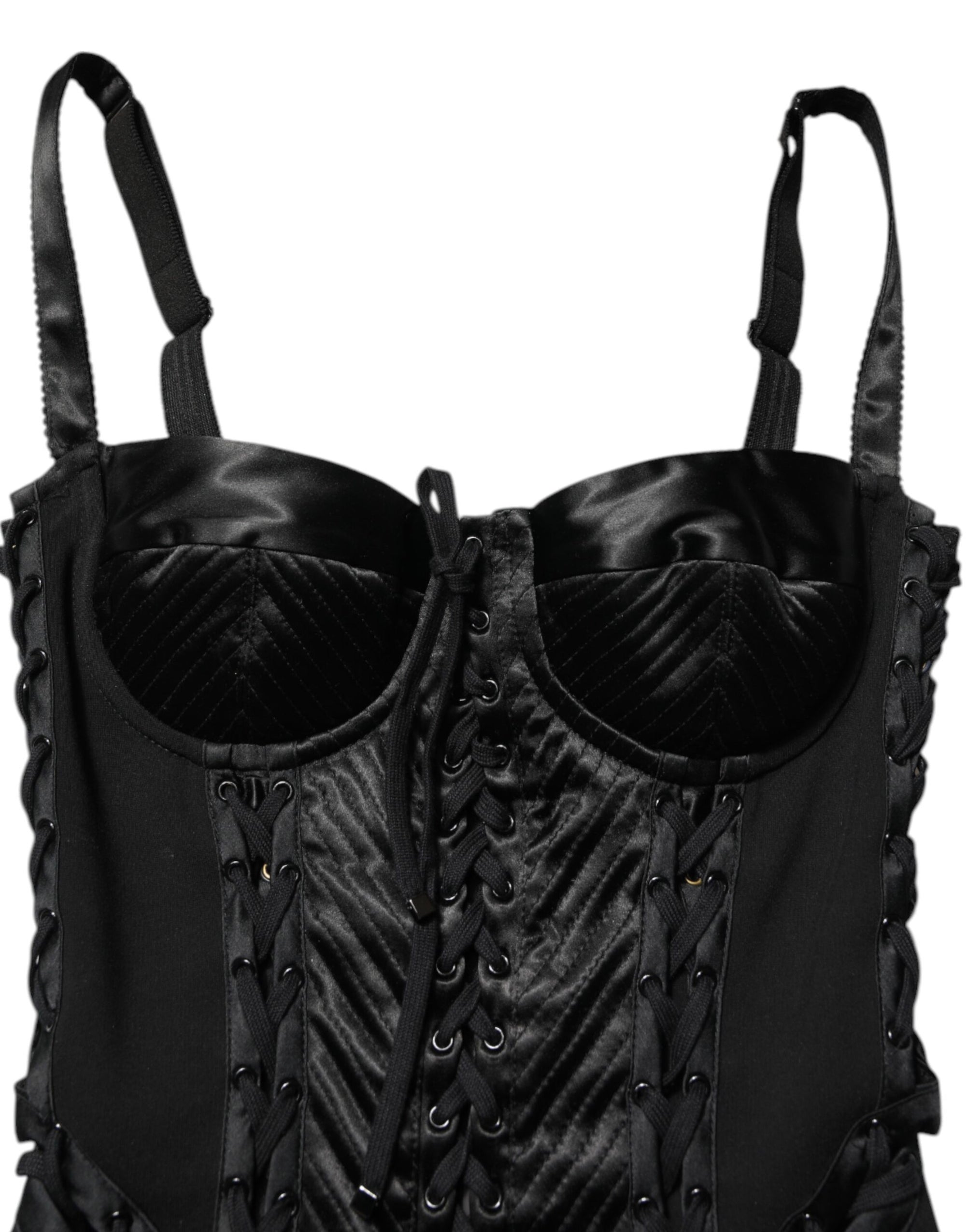 Dolce & Gabbana Black Corset Lace Bodycon Jumpsuit Mini Dress