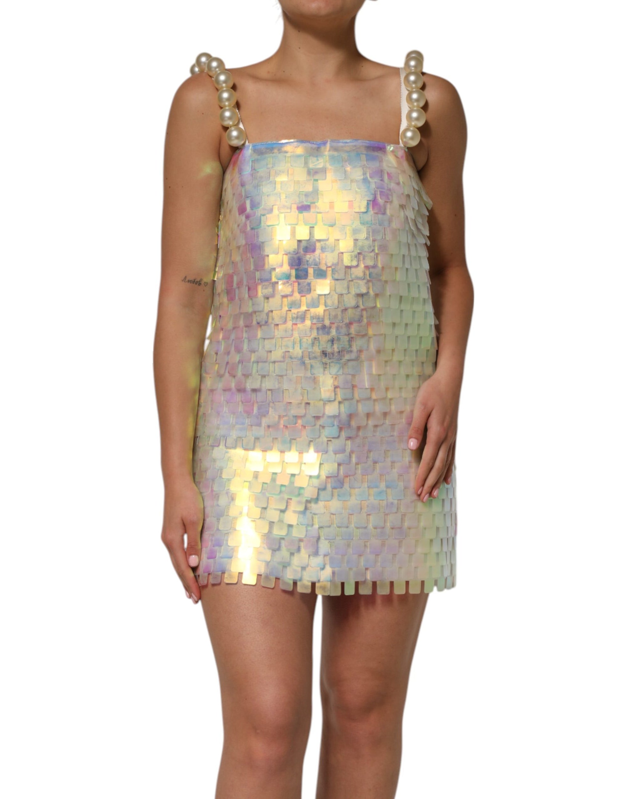 Dolce & Gabbana Multicolor Sequin Holographic Mini  Dress